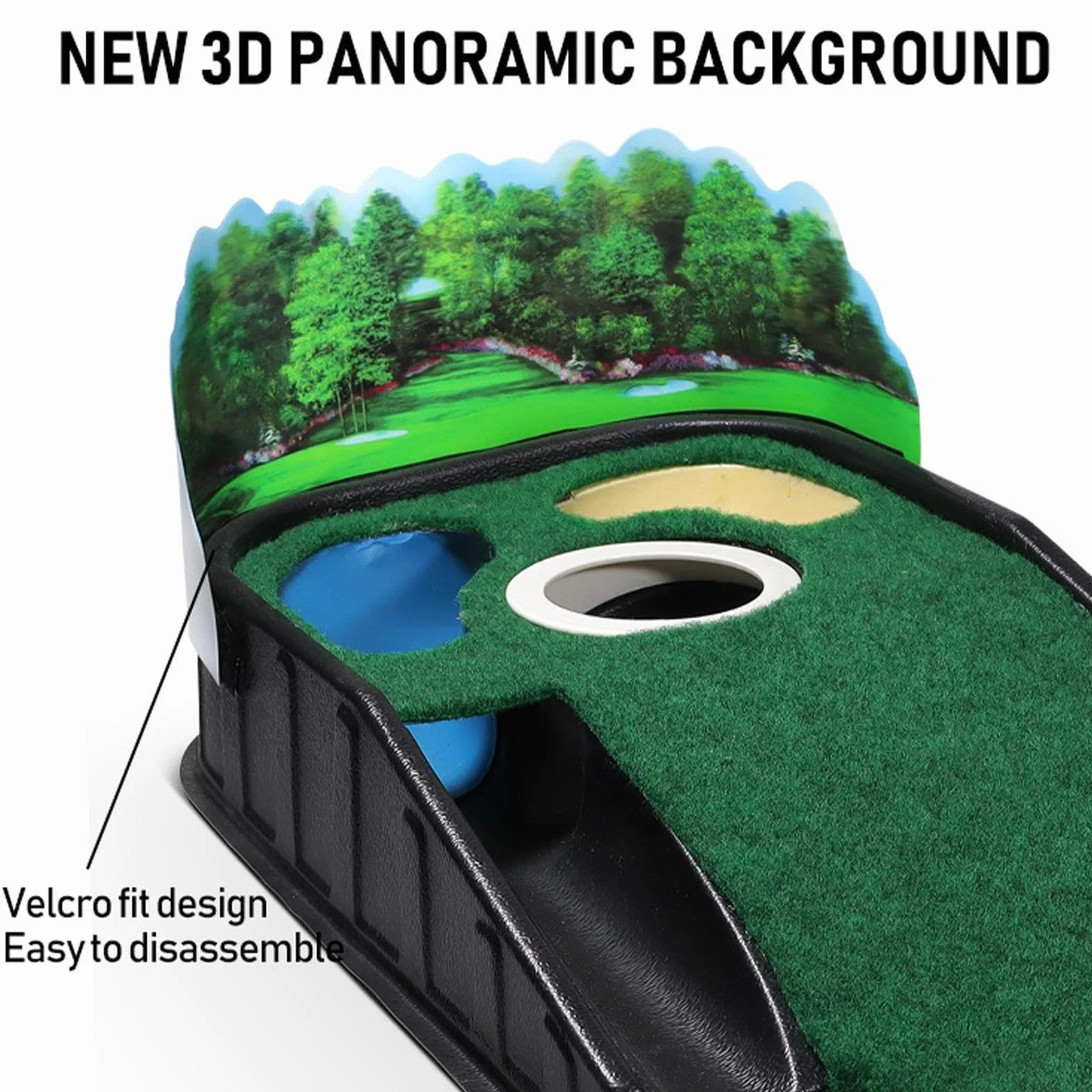 Putting Green Mat, Golf Putting Mat | Alfombra Verde para Interiores y Exteriores - Base de Madera Maciza para Uso en Interiores y Exteriores de Terciopelo con Retorno automático de Bola para Hombres