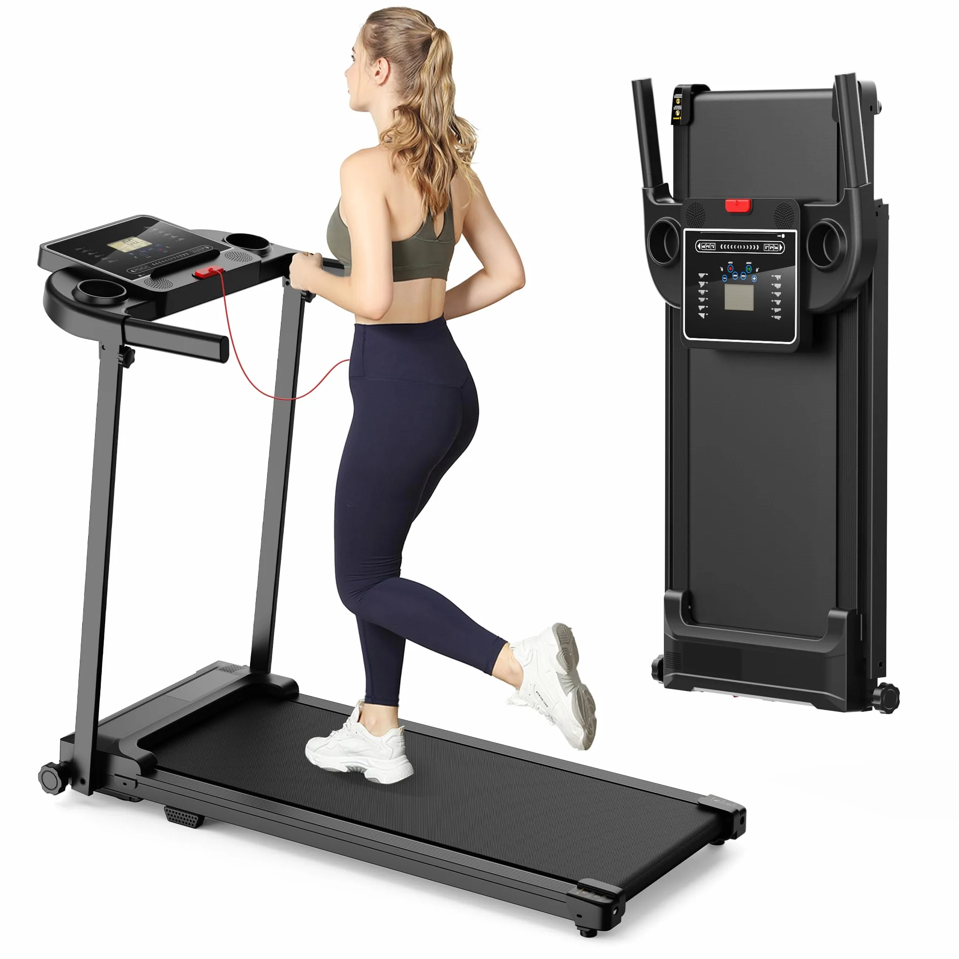 Cinta de Correr Plegable Andar - Caminadora Electrica para Casa con Pantalla LCD Treadmill for Home 3 en 1 Walking Pad Compact Portable Under Desk Running para el hogar y la Oficina 100KG