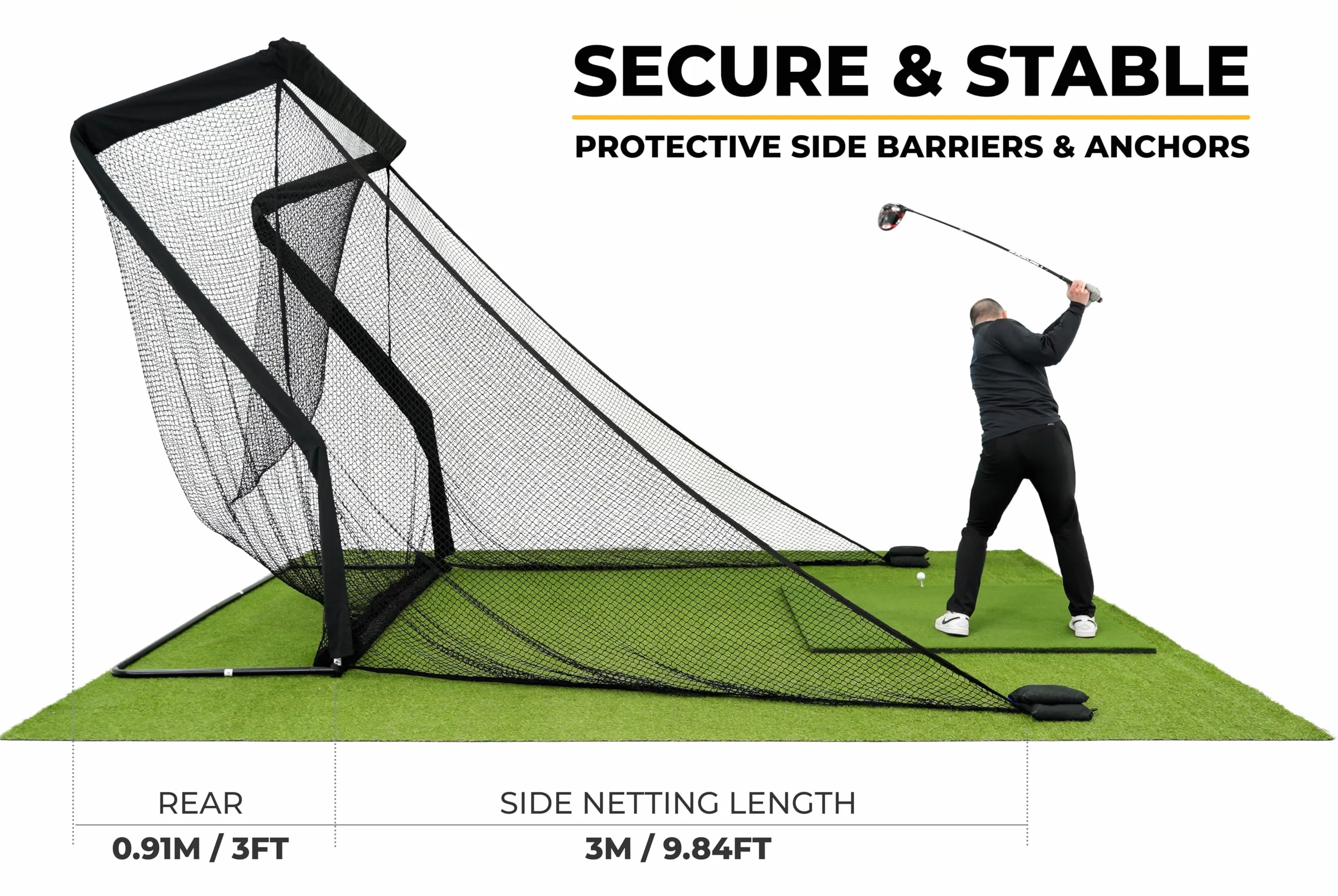 SimSpace Unisex Adult Tri Turf Multifunctional Golf Hitting Mat for Driving and Chipping Practice - Green, 64 cm x 40 cm