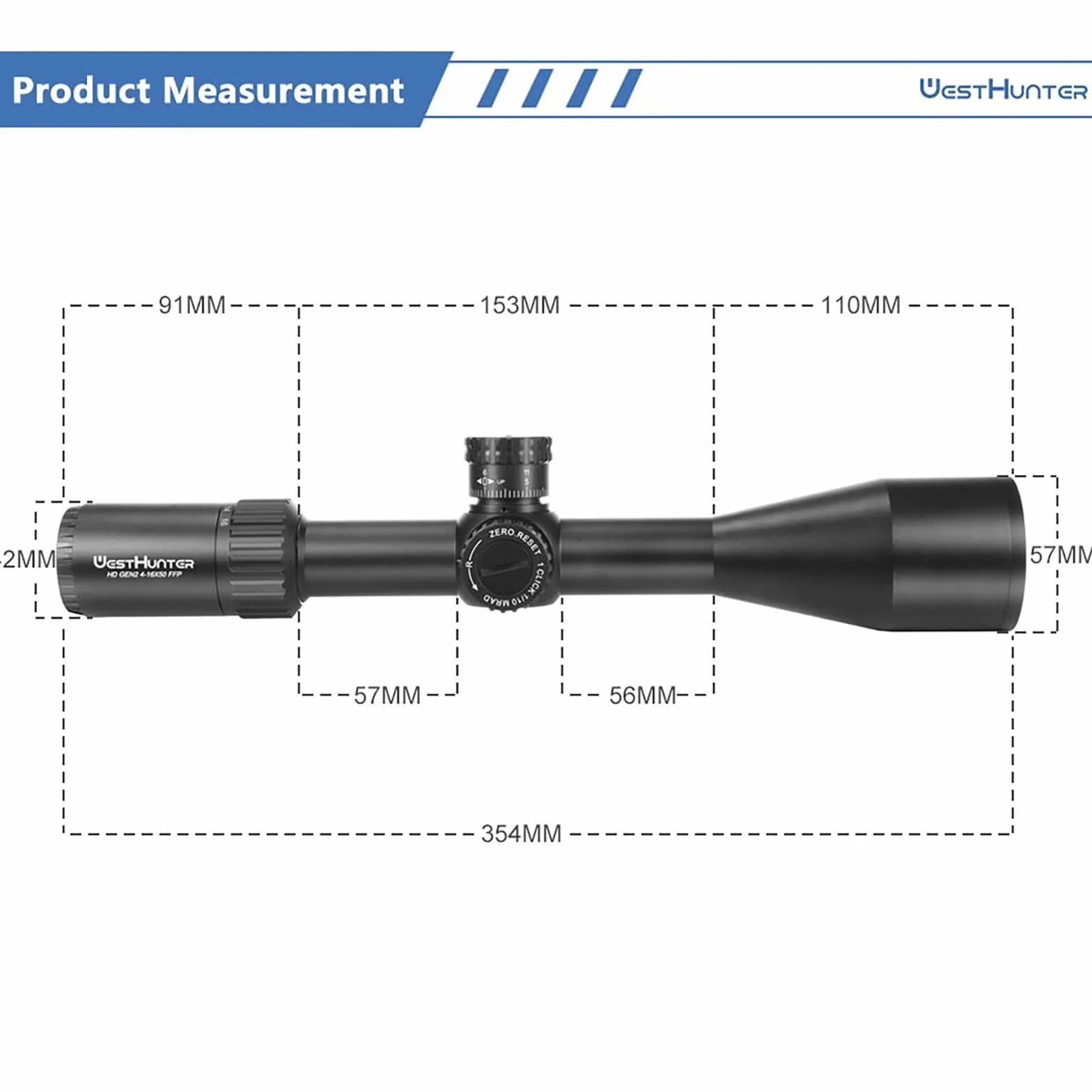 WestHunter HD GEN2 FFP Mira Telescópica de Precisión, Tubo 30mm, Retícula Grabada, 1/10 MIL, Zero Stop/Reset - Indicada Únicamente para Actividades Deportivas
