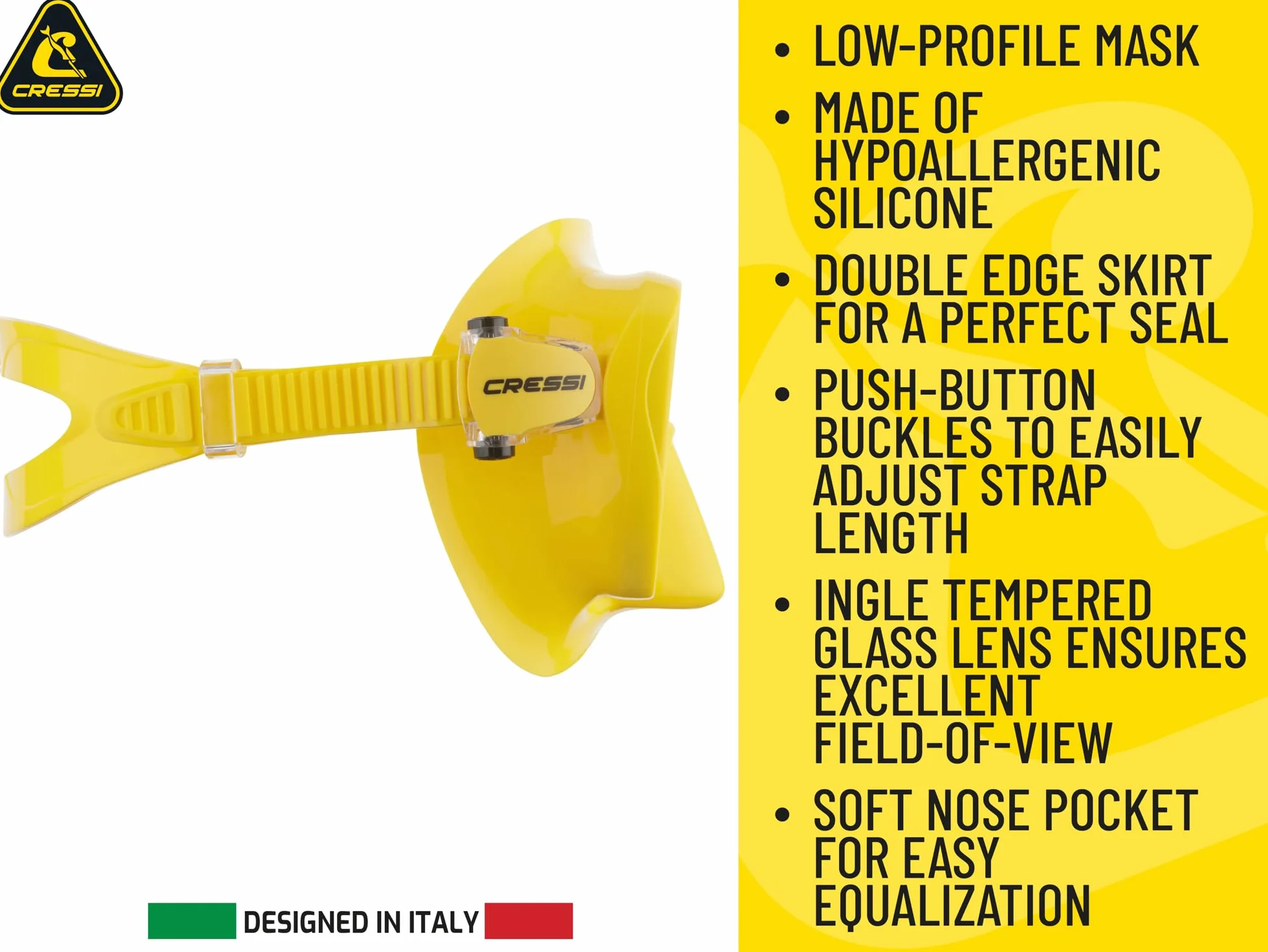 CRESSI F1 Frameless - Máscara Frameless F1 o Conjunto Máscara y Snorkel Dry para Submarinismo y Buceo, Talla Única, Unisex