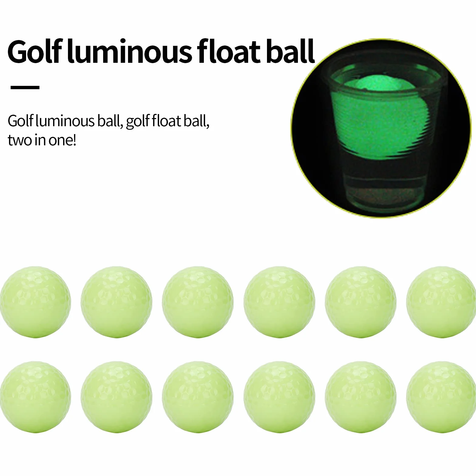 Alomejor 12 Piezas de Bolas de Golf Luminosas, Bolas de Golf Luminosas, Pelota Flotante de Golf, Golf Nocturno
