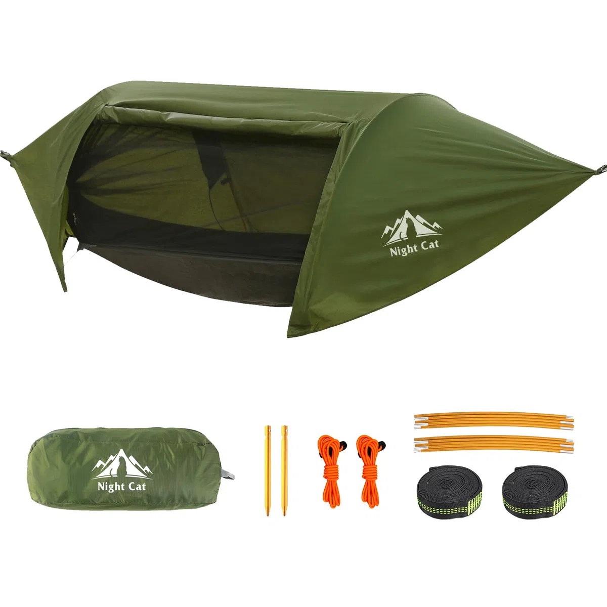 Night Cat Hamaca Tienda con Mosquitera Impermeable Rainfly para 1 Persona Senderismo Camping en Jardín Patio Trasero Wild