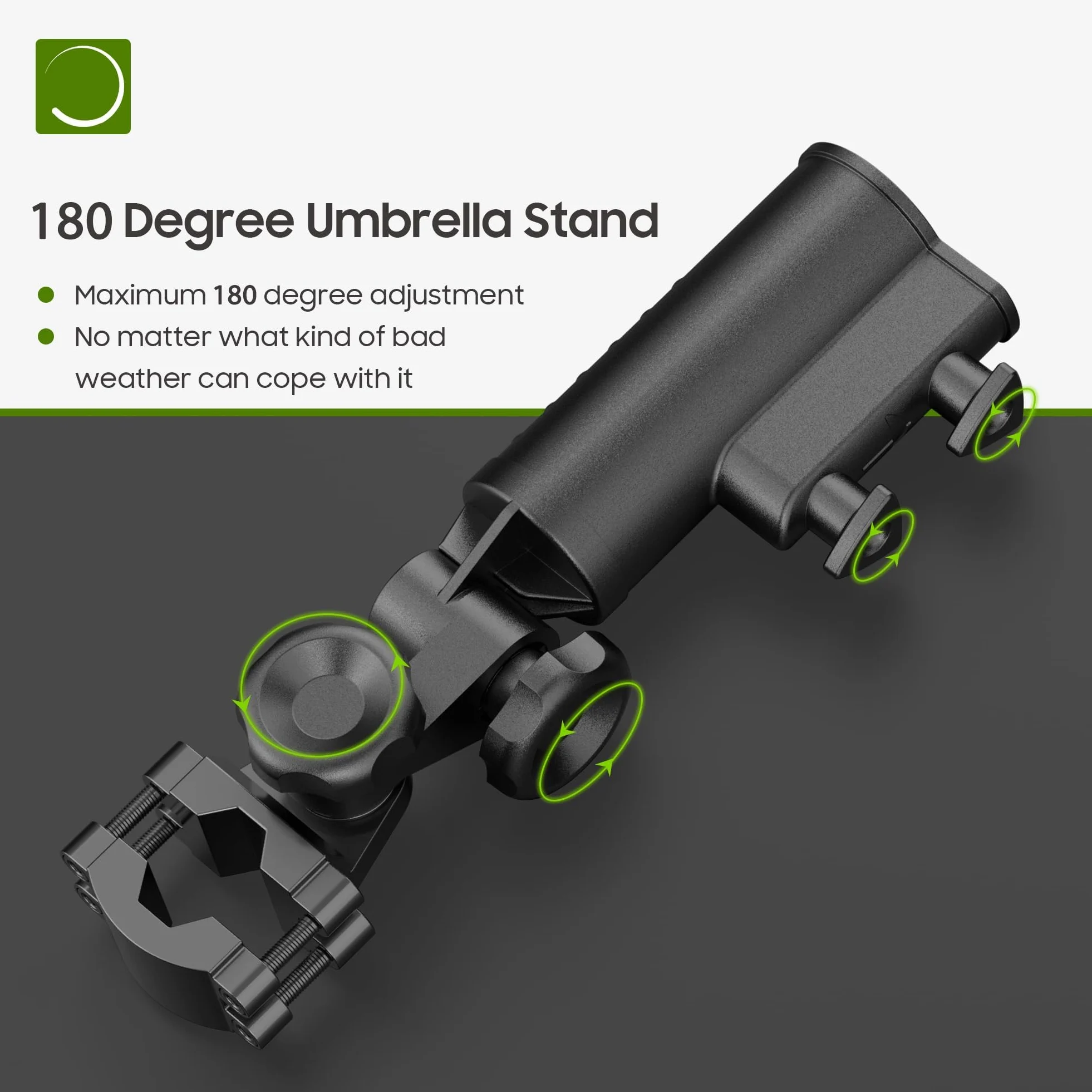 10L0L Soporte universal para sombrilla de carrito de golf resistente, Base de aleación de aluminio Golf carro paraguas abrazadera de soporte sólo se ajusta a los marcos de 0,7-1,3 pulgadas de diámetro
