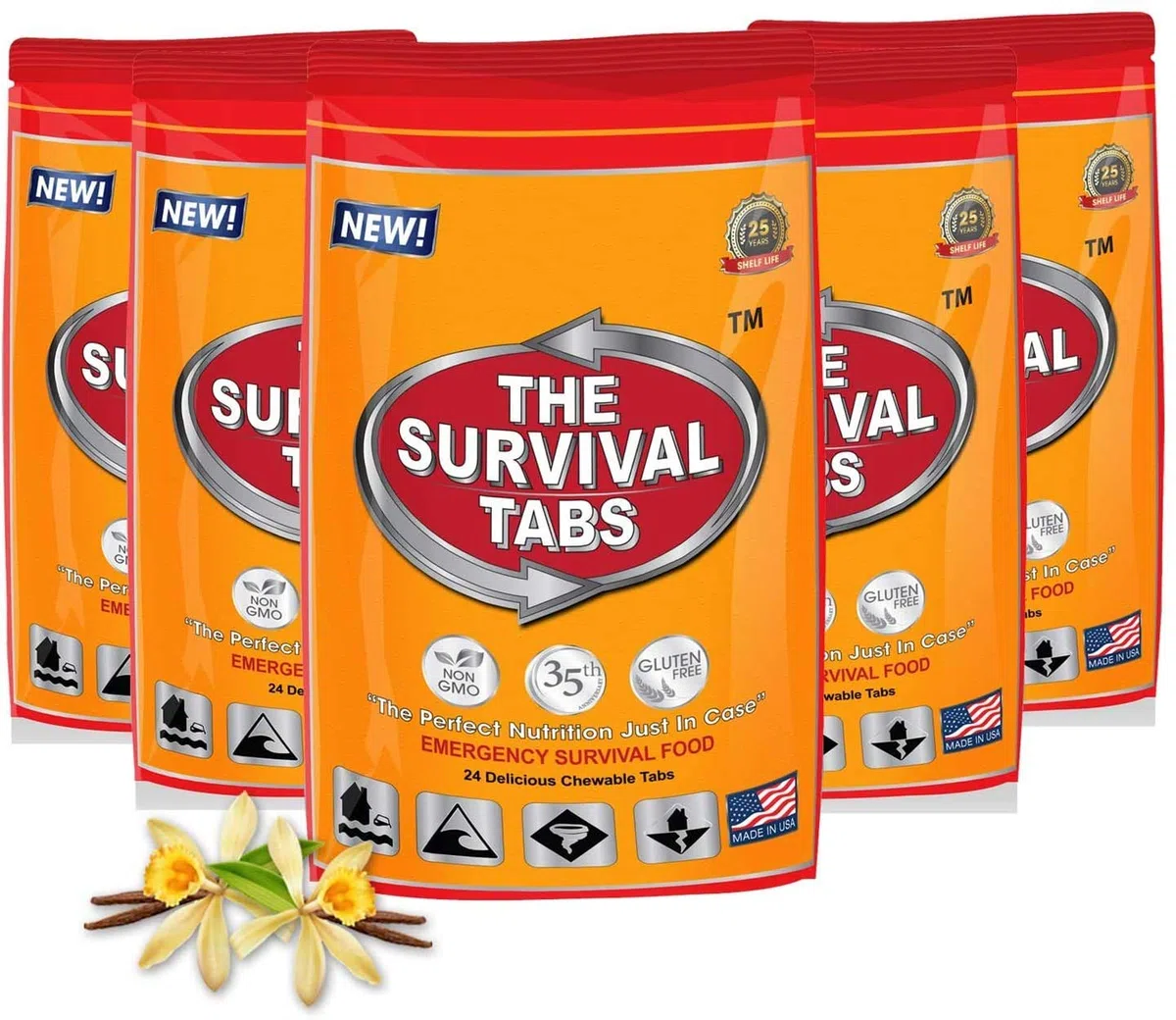 The Survival Tabs 120 comprimidos para 10 días de supervivencia de emergencia. Comidas listas para comer para viajes, acampadas, navegación, ciclismo y caza. Sin gluten ni OMG. 25 años de vida