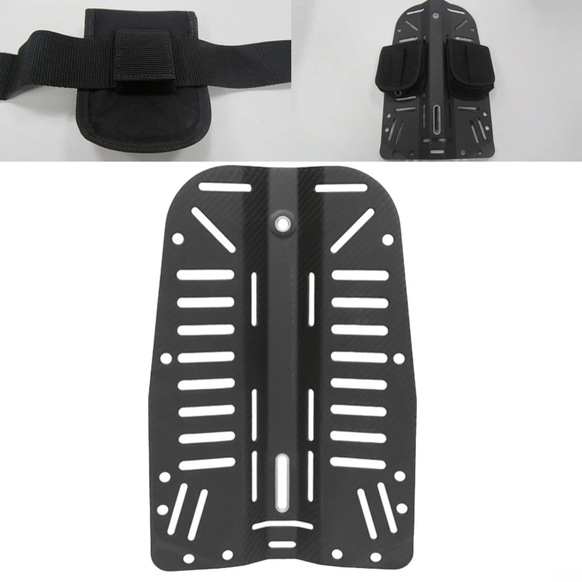 Técnico Buceo Fibra de Carbono Backplate 30x40 cm Sistema de transporte duro para tanque individual y equipo de buceo