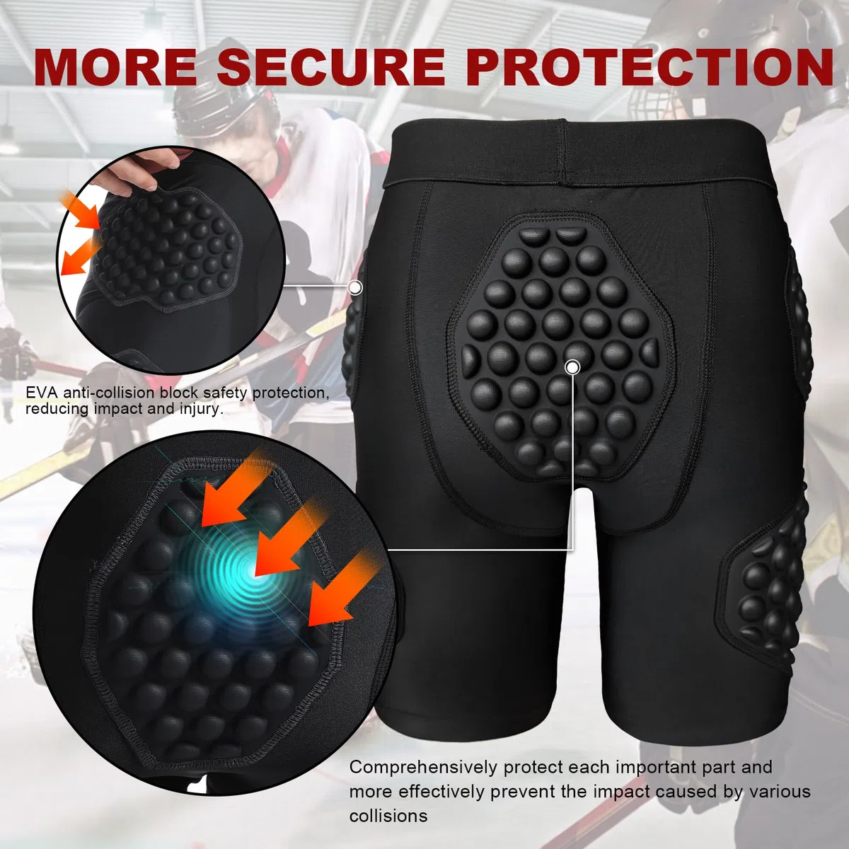 Pantalones cortos acolchados para hombre Skate Compresión Corto Baloncesto Cadera Ropa Interior Protec