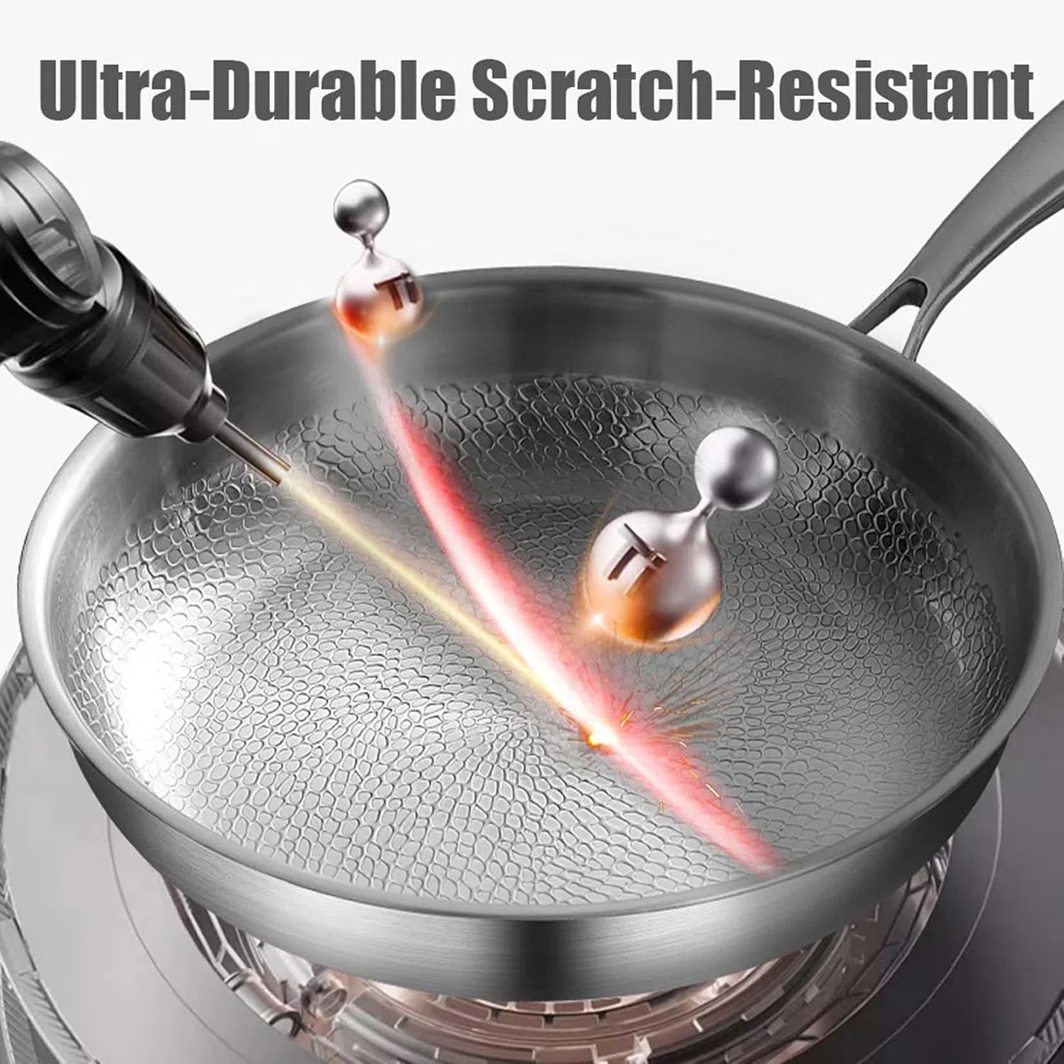 Plateful Titanium Pan with Lid, 100% Pure Titanium Pan for Cooking, Non-Stick titanium Hammered Pans Pro, Ultra-Durable & Scratch-Resistant, Perfect For Kitchen Cooking (NO Cover,10.23in/26cm)