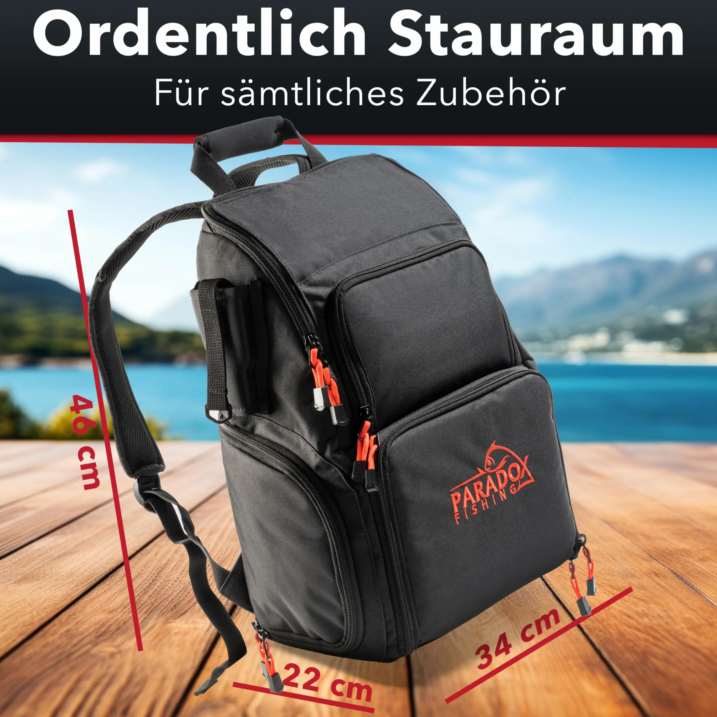 Paradox Fishing Mochila de pesca con cajas, incluye 4 cajas, maletín de pesca