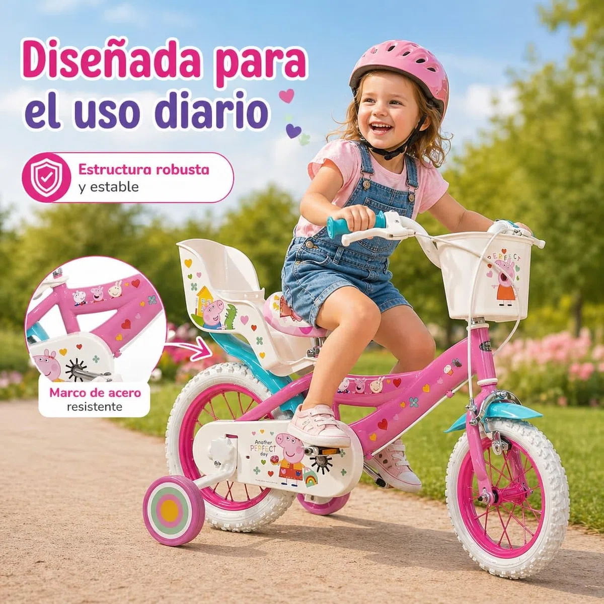 TOIMSA Bicicleta 12" Peppa Pig, Multicolor, Pequeño