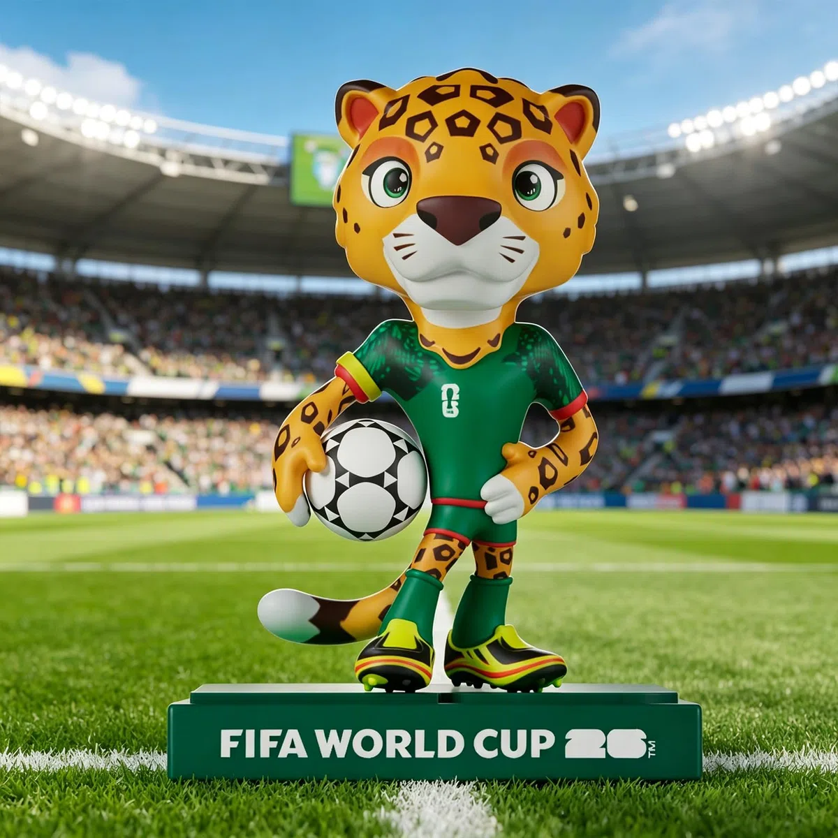 Sanyetral FIFA World Cup 2026 3PCS Figuras de Mascota Juego de Conjunto Base B (9 cm) para Exhibición, Incluye Clutch, Zayu, Maple