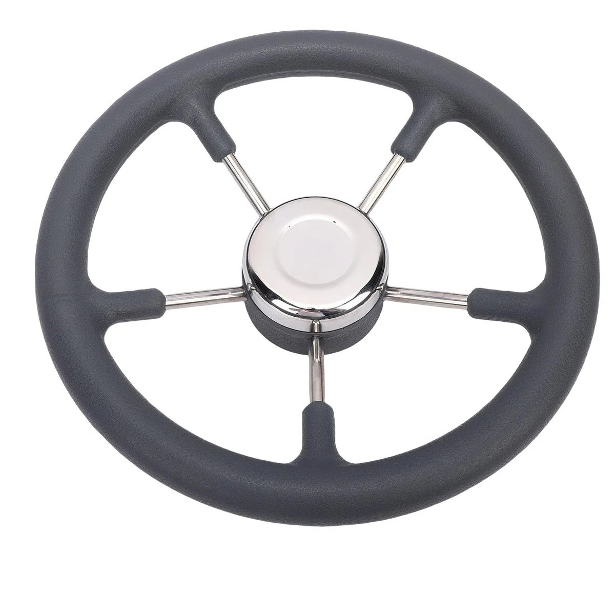 Tbest Volante para Barco de Acero Inoxidable de 13 Pulgadas, Dirección para Barco de Acero Inoxidable Estilo DestroyerRueda con Empuñadura de Espuma, 5 Radios, ángulo de 15 Grados