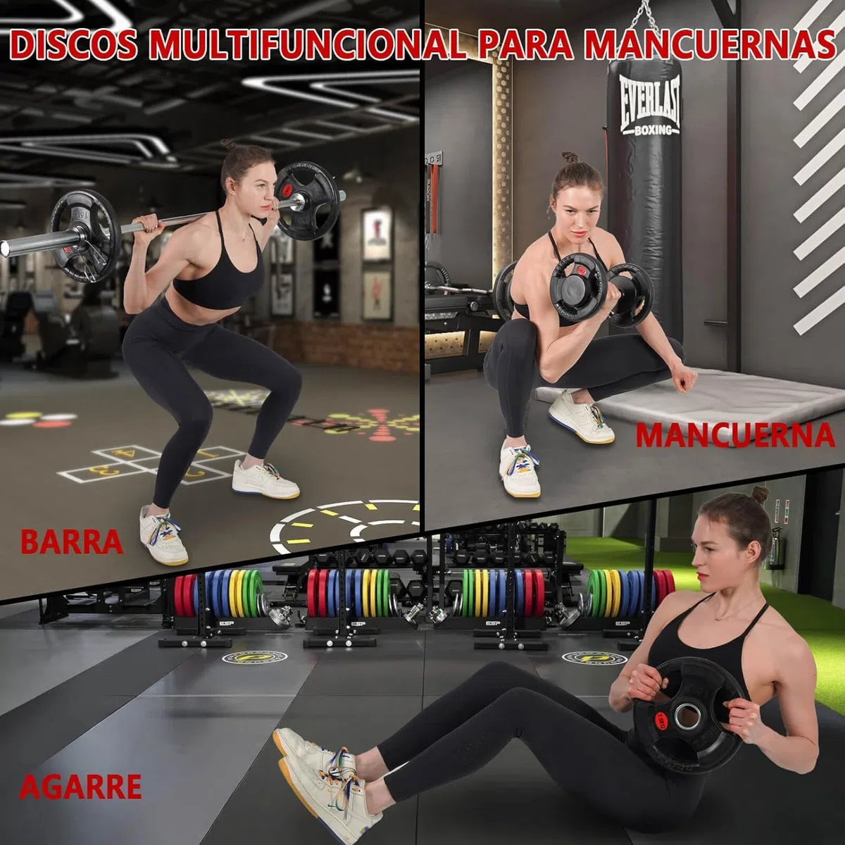Disco de Pesa olímpica 20.00KG Hierro fundida con Revestimiento de Caucho Marca Fit-Force