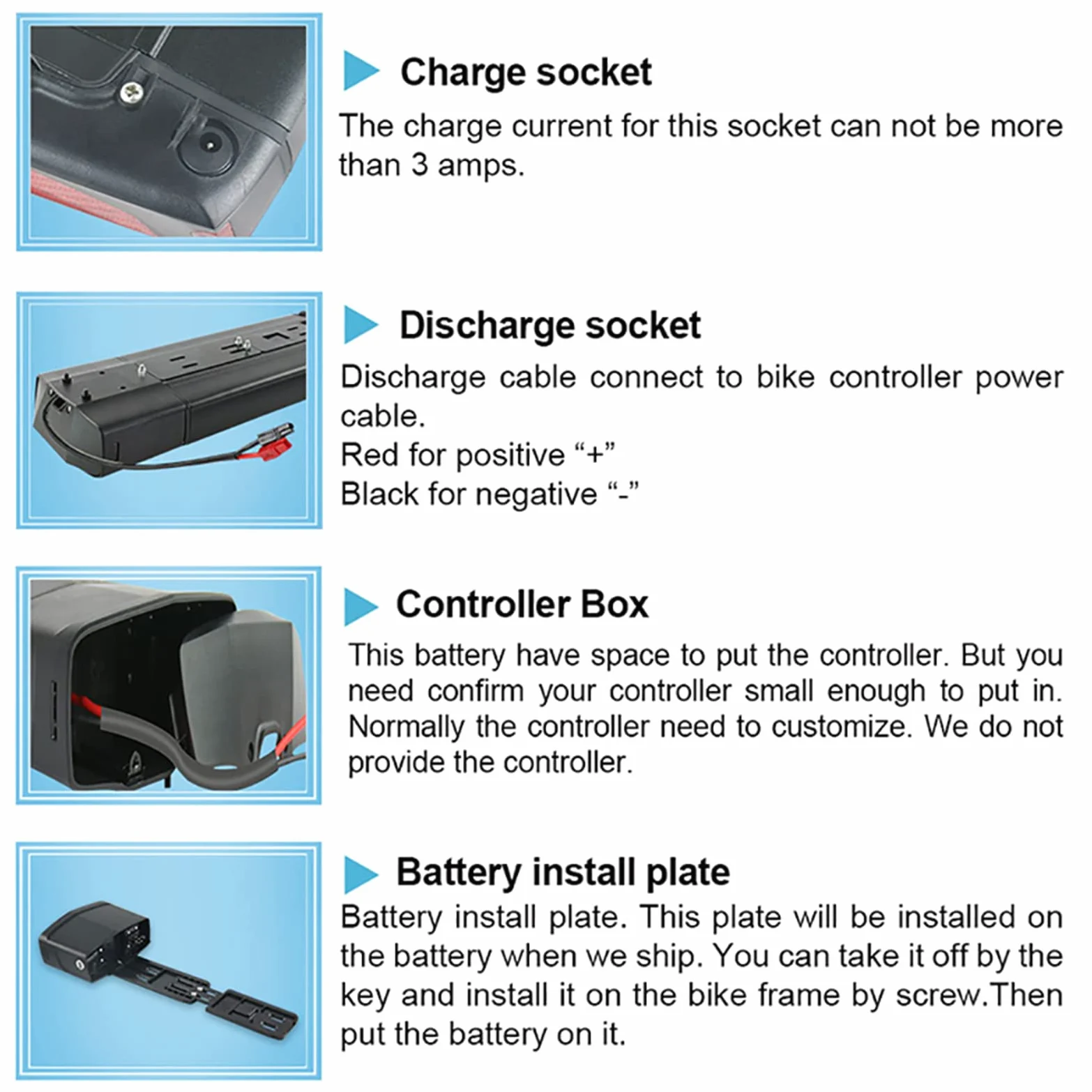 Batería de 36 V 15 Ah para bicicleta eléctrica con portaequipajes Pannier Rack, 250 W, 350 W, 550 W, para bicicletas Mifa, Aldi, Prophete, Rex con freno de V de 24/26/28 pulgadas