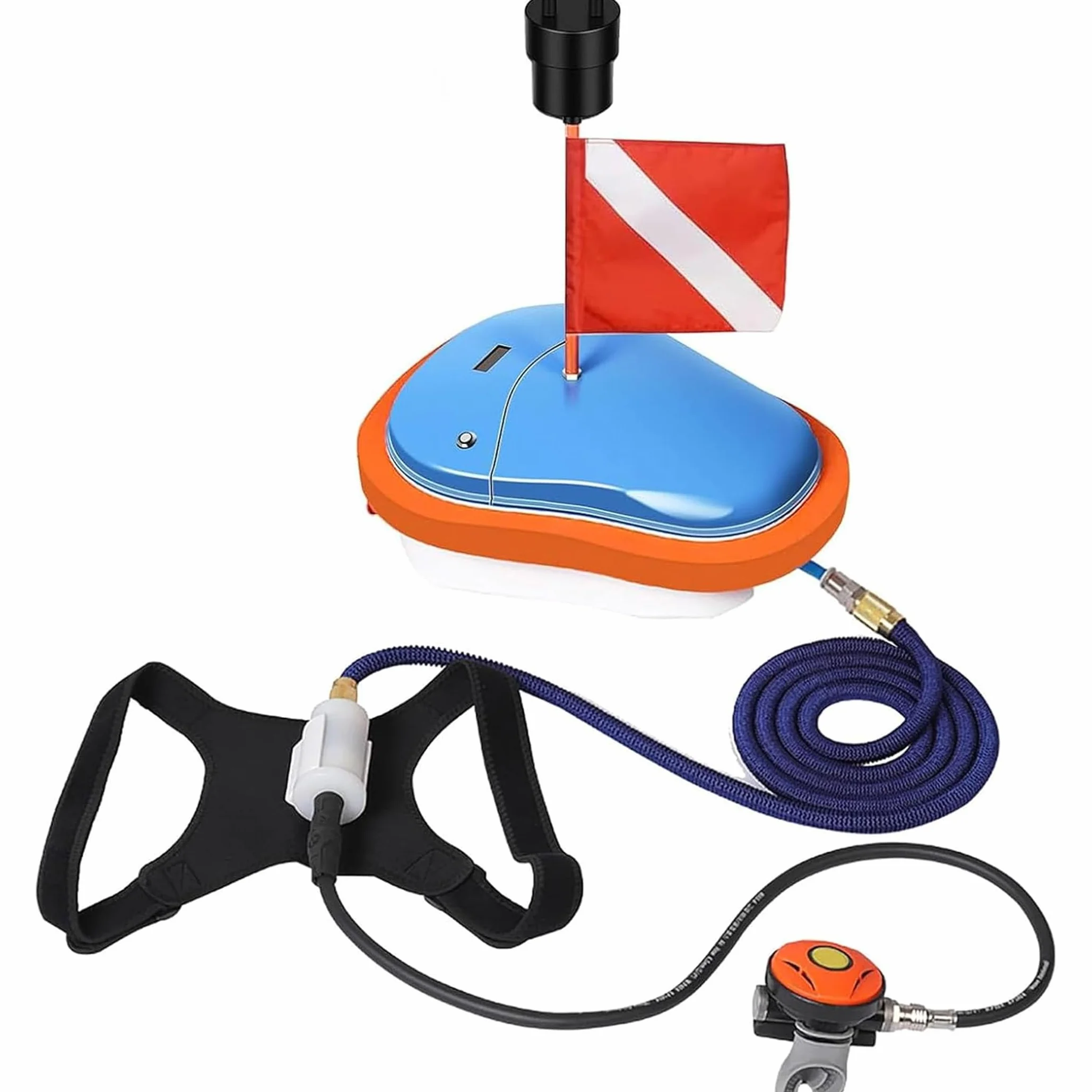 TUXING Sistema de ventilador de buceo, sin tanque, portátil, recargable, sumergible, con tubo telescópico de 7 m, para buceo, pesca y esnórquel