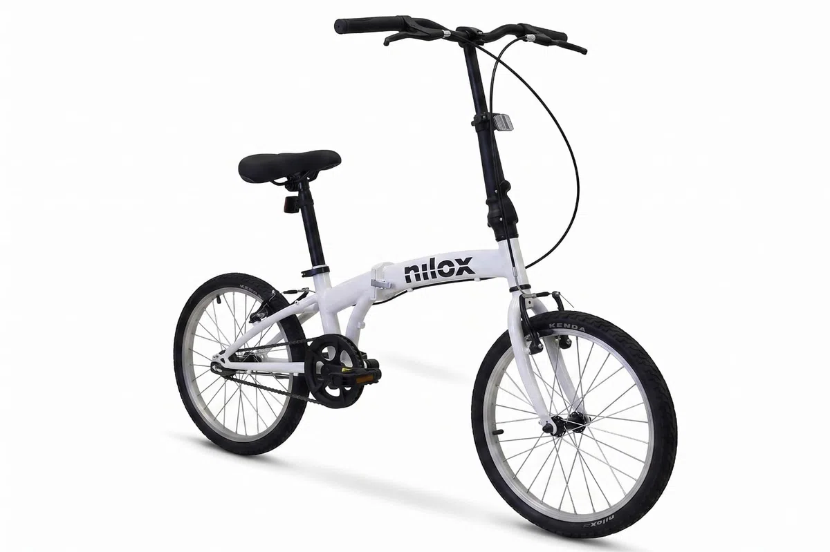 Nilox, Bike X0, Bicicleta Plegable Adulto, Fácil de Transportar, Diseño Moderno con Cuadro de Acero Opaco y Ruedas de Aluminio de 20'', Bicicleta Adulto Ligera de 12 kg, Blanca