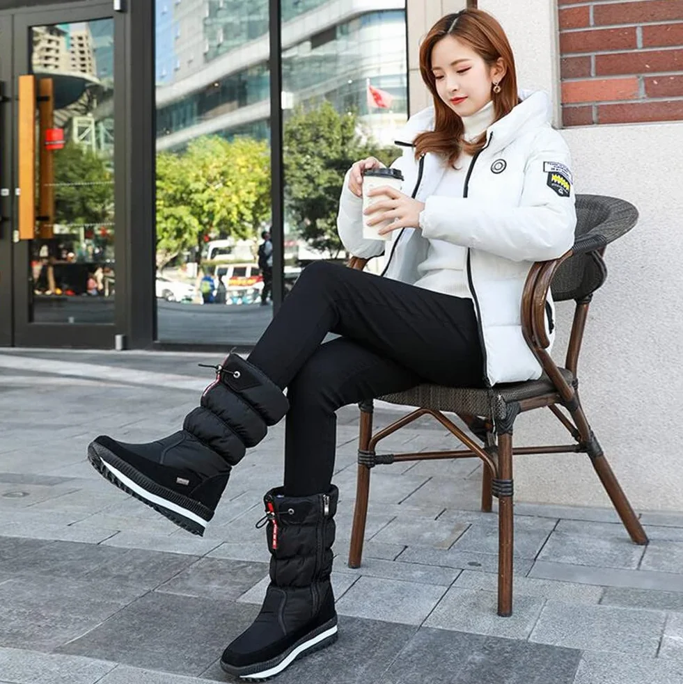 Botas de Nieve para Mujer con Cremallera Invierno Construido para la Comodidad, Invierno II Botas Impermeables Forradas de Piel Frosty Warm Antideslizante