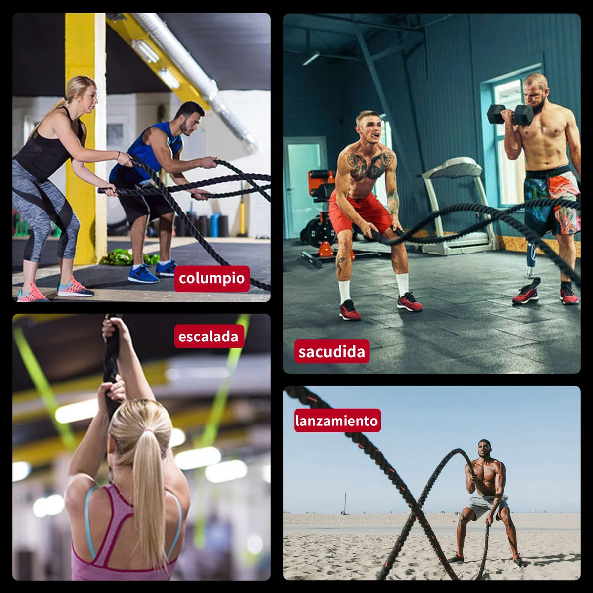 PROIRON Cuerdas de Batalla 9M/12M, Cuerda de Batalla para Gimnasio de Entrenamiento físico, Cuerdas de Ejercicio Pesado de 38mm, Cuerda de ondulación para Entrenamiento de Fuerza