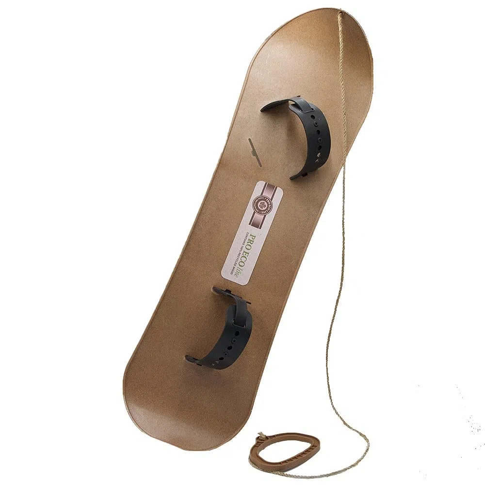 MOLTI Pro Eco Wood Snowboard para niños a partir de 5 años con fijaciones y cuerda de tracción, 80 x 23 cm, trineo para el primer entrenamiento