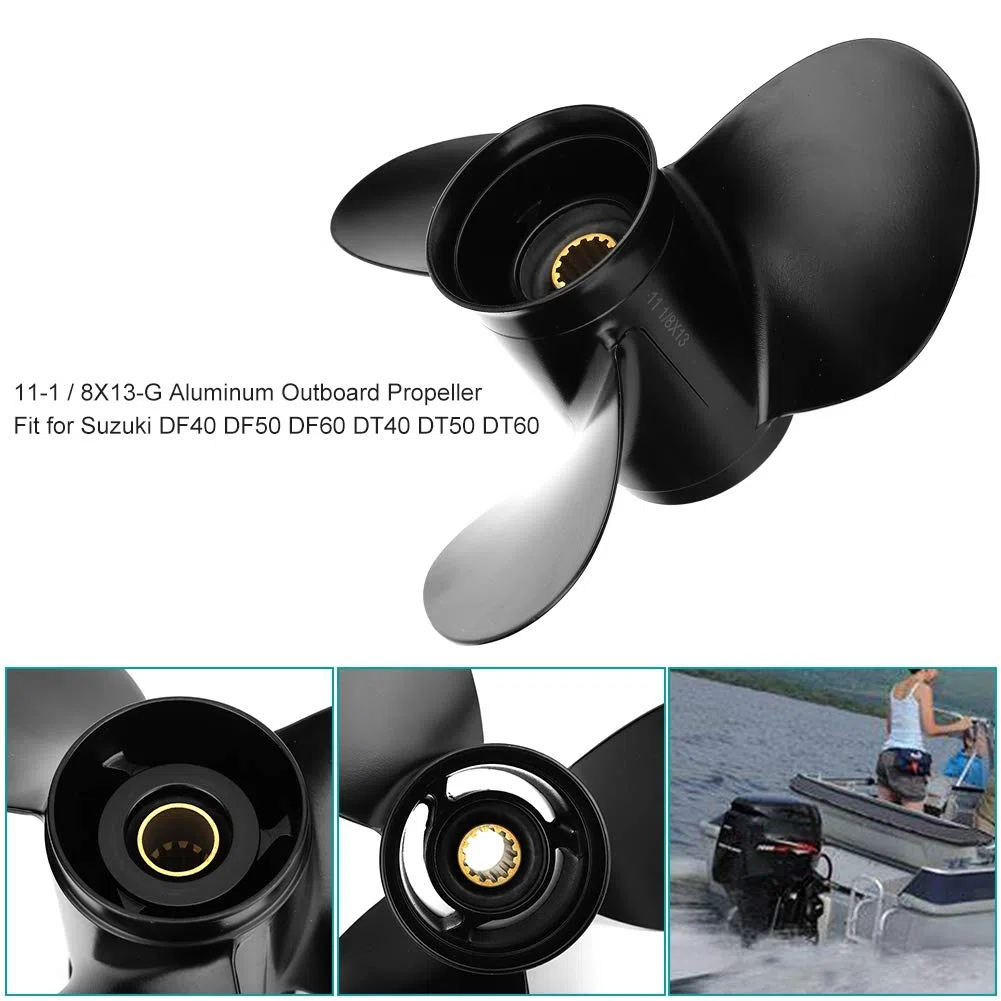 Hélice de Aluminio para Motor Fuera de Borda, 3 Palas, 11-1/8X13-G, Compatible con DF40 DF50 DF60 DT40 DT50 DT60