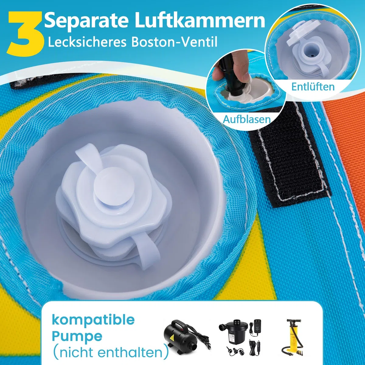 GYMAX Tubo Inflable para Bote de 1-3 Personas con Capacidad de 231 kg con Cubierta Completa de Nylon, Remolcable con Asas de Fácil Agarre y Almohadillas EVA, para Jóvenes y Adultos
