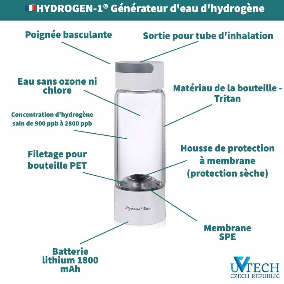 Generador de agua de hidrógeno original 400 ml Inhalación de hidrógeno de membrana japonesa SPE