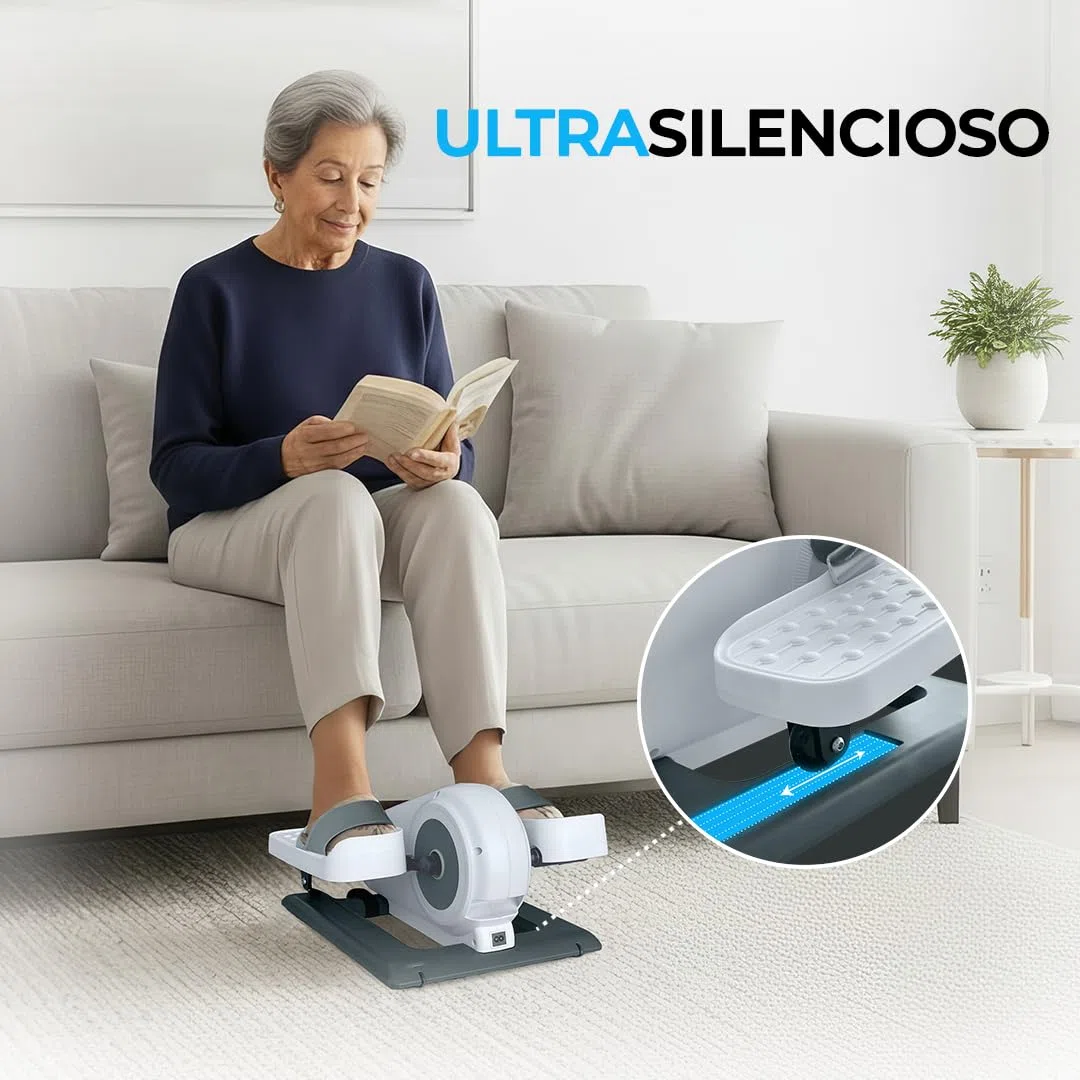 Pedaleador Eléctrico, Automático (12 Velocidades) y Manual (6 Resistencias), Mini Elíptica, Adelante/Atrás, Pedales Estáticos Ejercitador de Piernas para Personas Mayores/Ancianos y Oficina