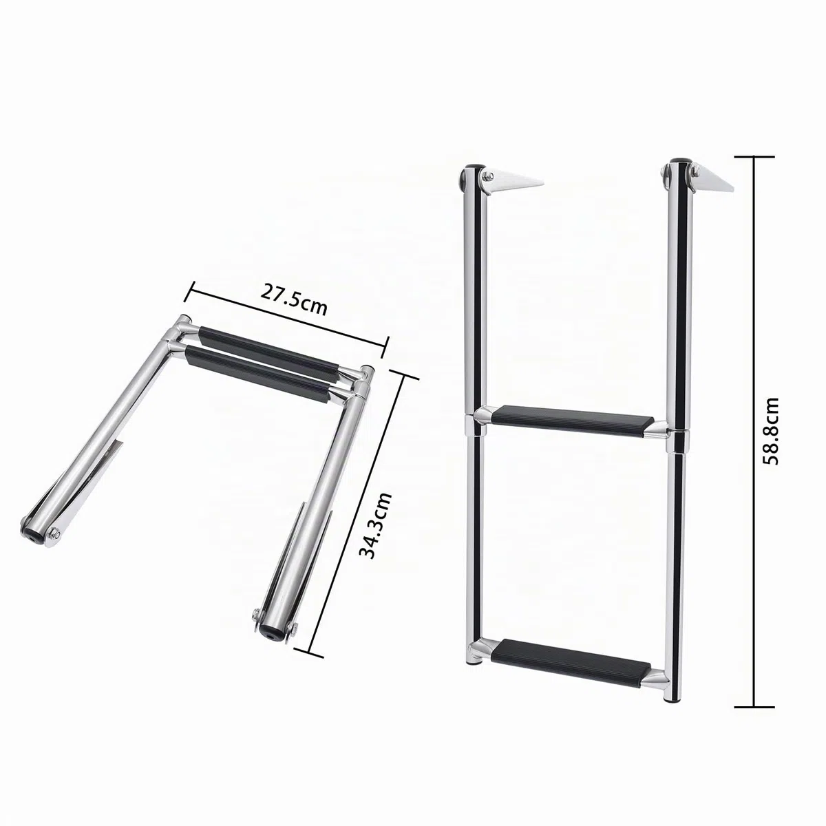 KAOLALI Escalera Telescópica para Barco Yate, Escalera de Barco Plegable de Acero Inoxidable(2 Escalones)