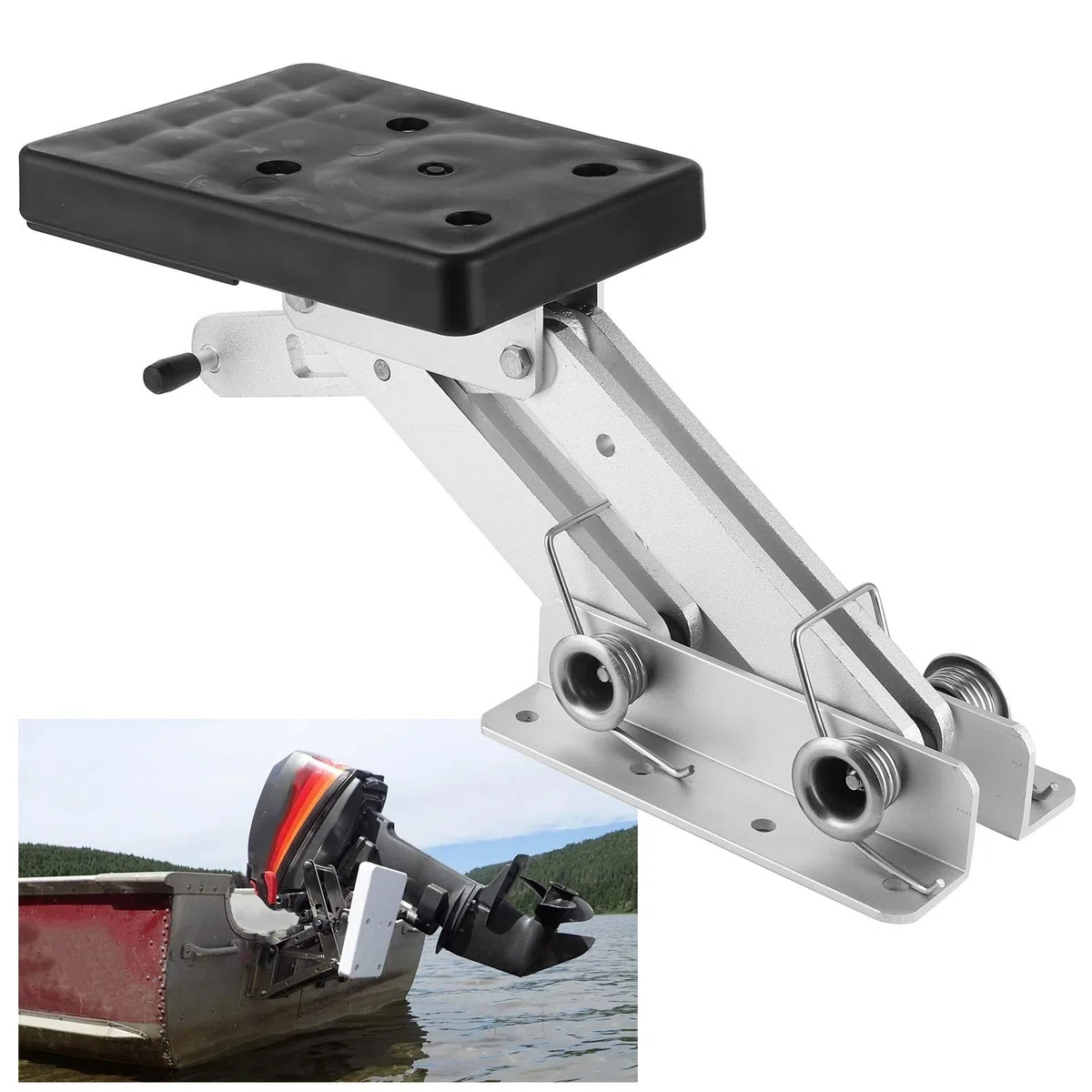 Akozon Soporte del motor fuera de borda Construcción de aluminio anodizado Montaje ajustable para motores auxiliares Kicker de 2 tiempos y