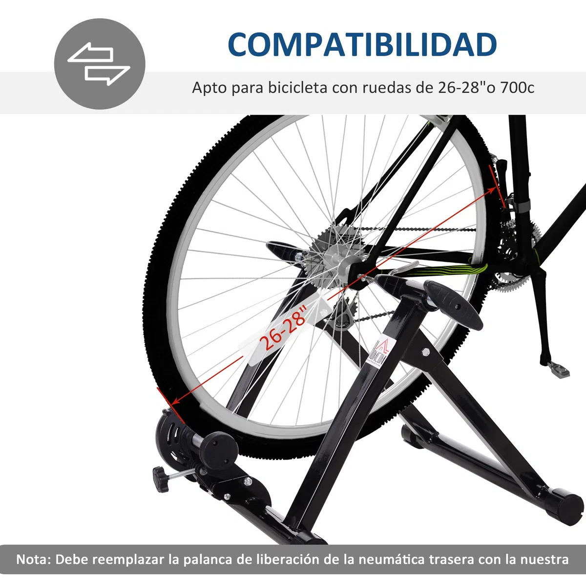 HOMCOM Rodillo de Bicicleta Entrenamiento Plegable con Resistencia Magnética para Ruedas de 26-28 Pulgadas Soporte Entrenador Bici para Casa Interior 54,5x47,2x39,1 cm Negro