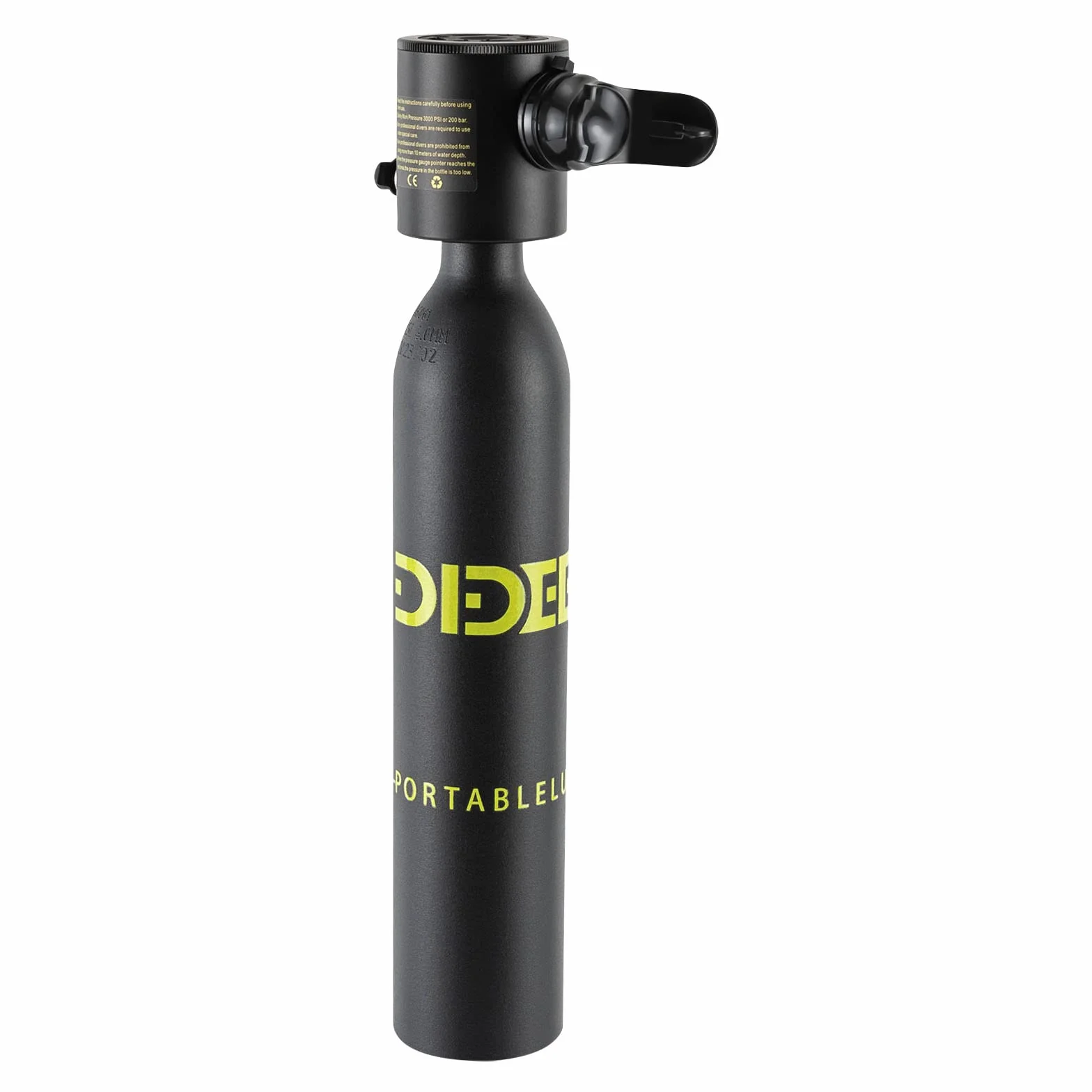 Mini botella de buceo con botella de oxígeno, mini para bucear, con 5 a 10 minutos de buceo, tanque de oxígeno, equipo de buceo, equipo de buceo portátil, 0,5 L, 300 bar, 20 PMA/200BAR/3000PSI