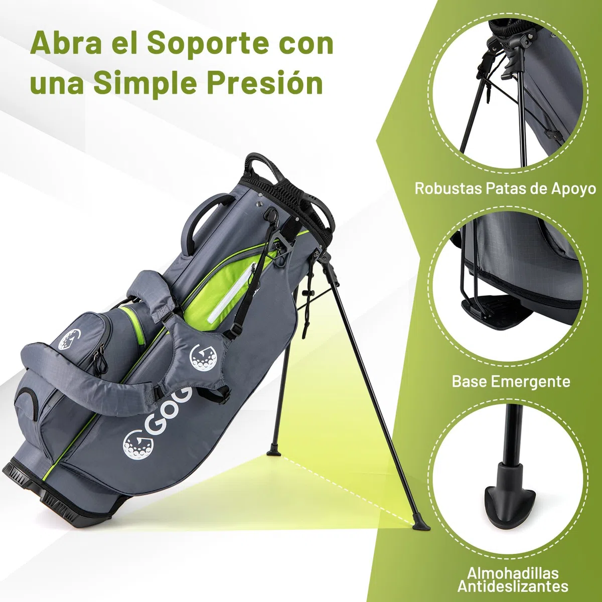 GYAMX Bolsa de Golf con Trípode, Bolsa de Soporte Profesional Golf con 8 Divisores, 5 Bolsillos con Cierre, Doble Correa Ajustable, Funda Impermeable, Unisex