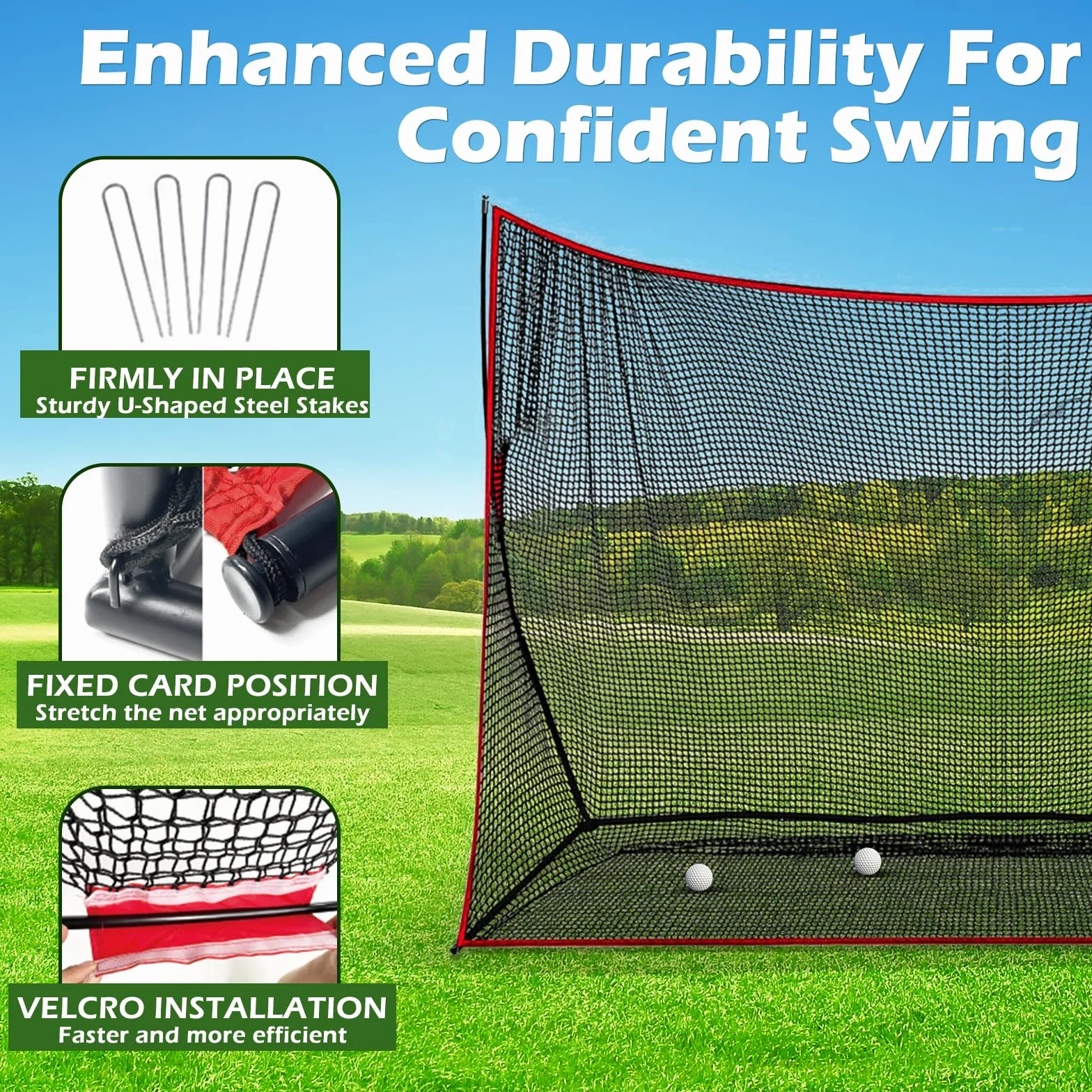 Red de Golf Grande, 10 pies x 7 pies, Red de práctica de, Accesorios de Profesionales con Bolsa de Transporte para Entrenamiento de golpeo de Golf en Interiores y Exteriores