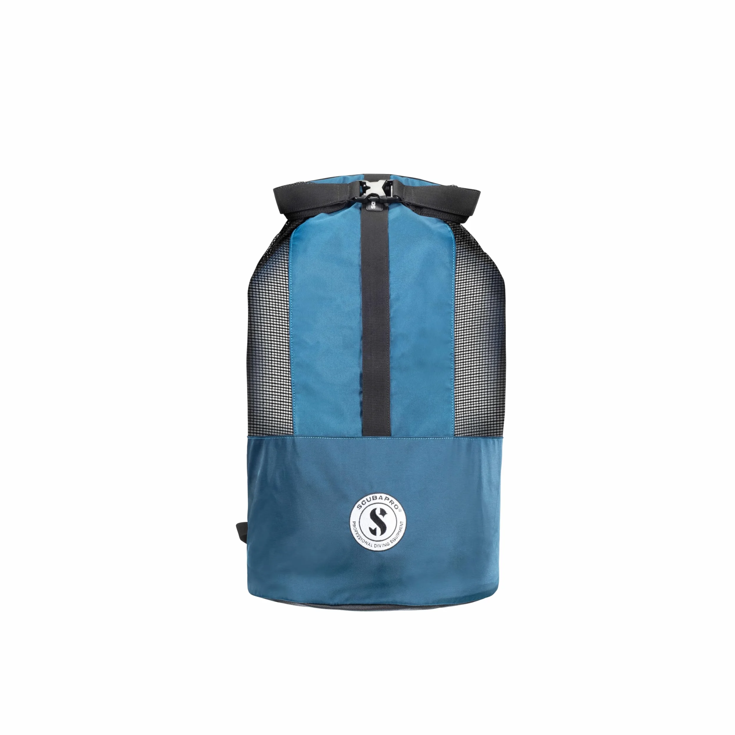 Scubapro Sport 65 Mesh Dive Bag with Roll Top Closure and Side Zipper for Snorkeling and Scuba Diving Gear, Denim Blue Color Fabric
