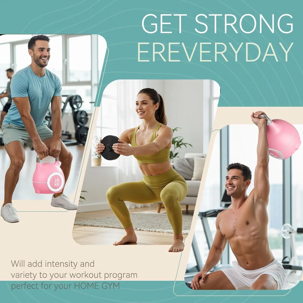 LIFERUN Kettlebell Pesa rusa ajustable con 7 niveles de peso, aluminio fundido a presión y material ABS, Compacta para Entrenamiento de Fuerza, Hogar y Gimnasio