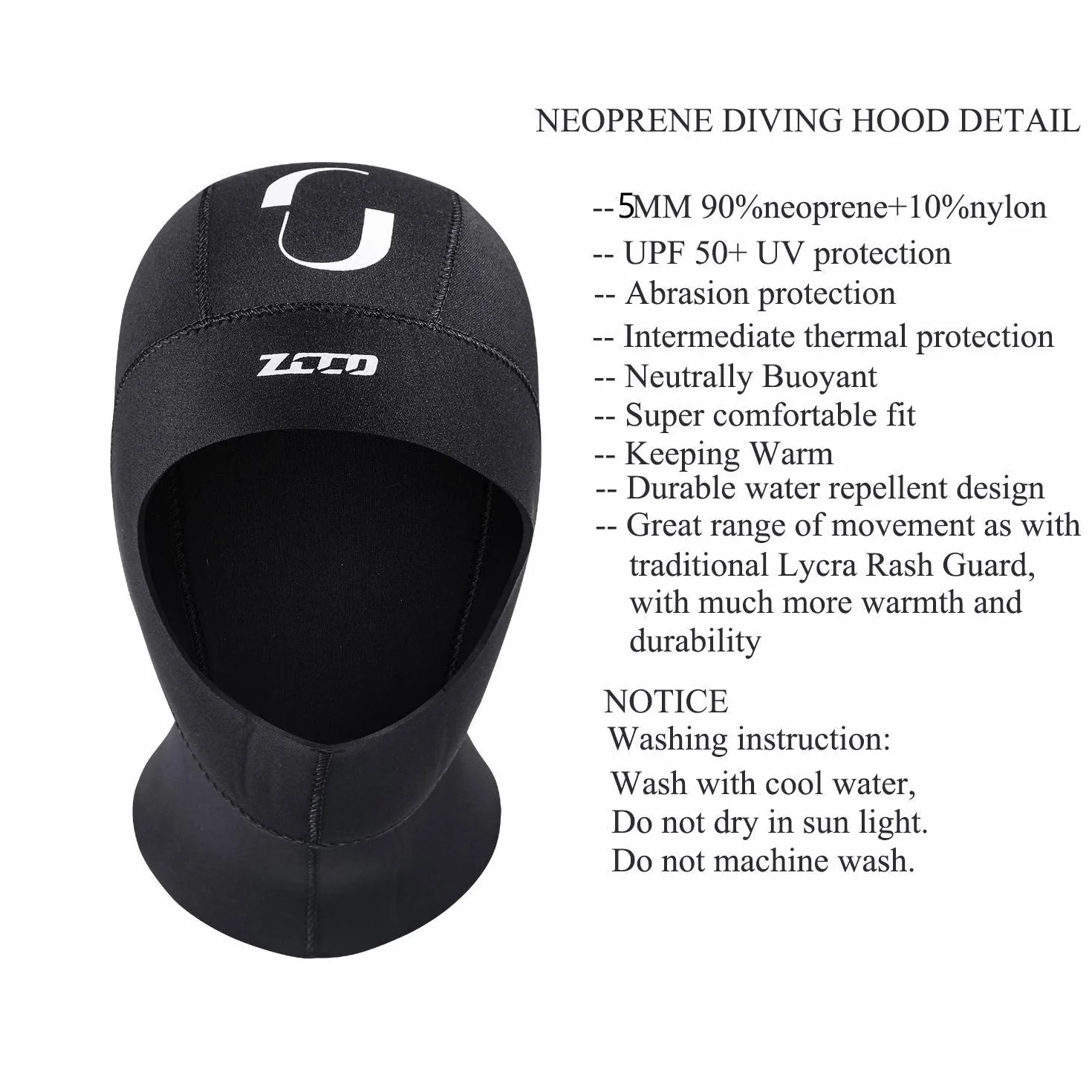 ZCCO Térmico Neopreno Buceo Gorro Submarino Buceo Snorkel Surf Invierno Natación Pesca submarina