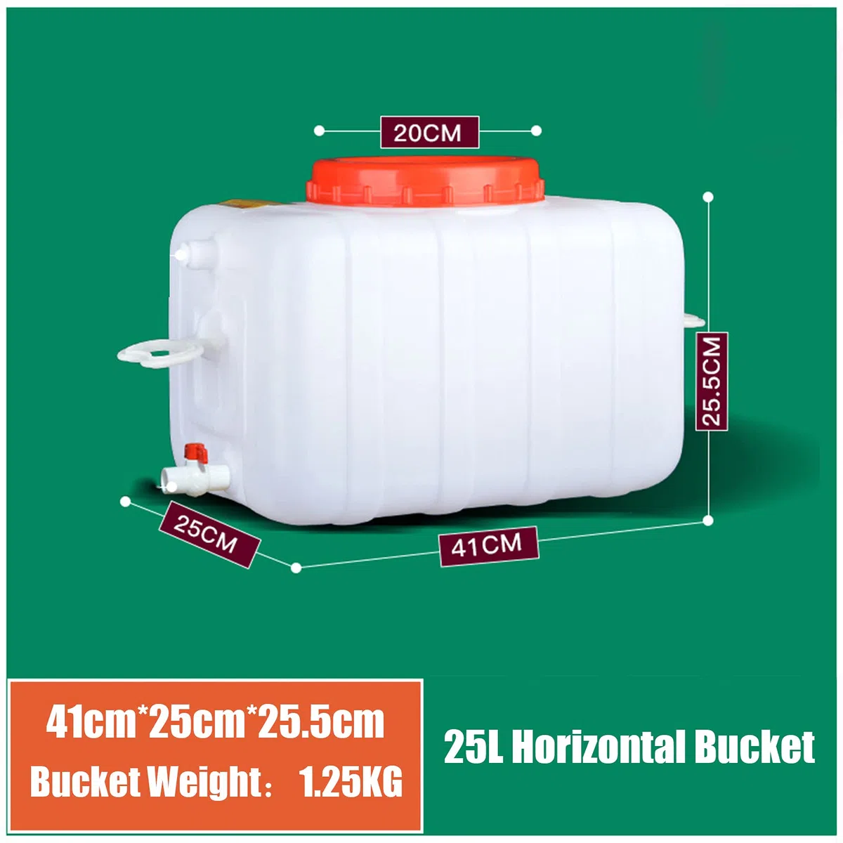 Bidon agua Blanco 25L/45L/70L/100L/150L Cuadrado Cubo De Plástico Bidón De Agua Con Grifo Recipiente De Agua Portátil Coche Tanque De Agua De Emergencia Depósito De Agua Contenedor De Agua(Size:25L)