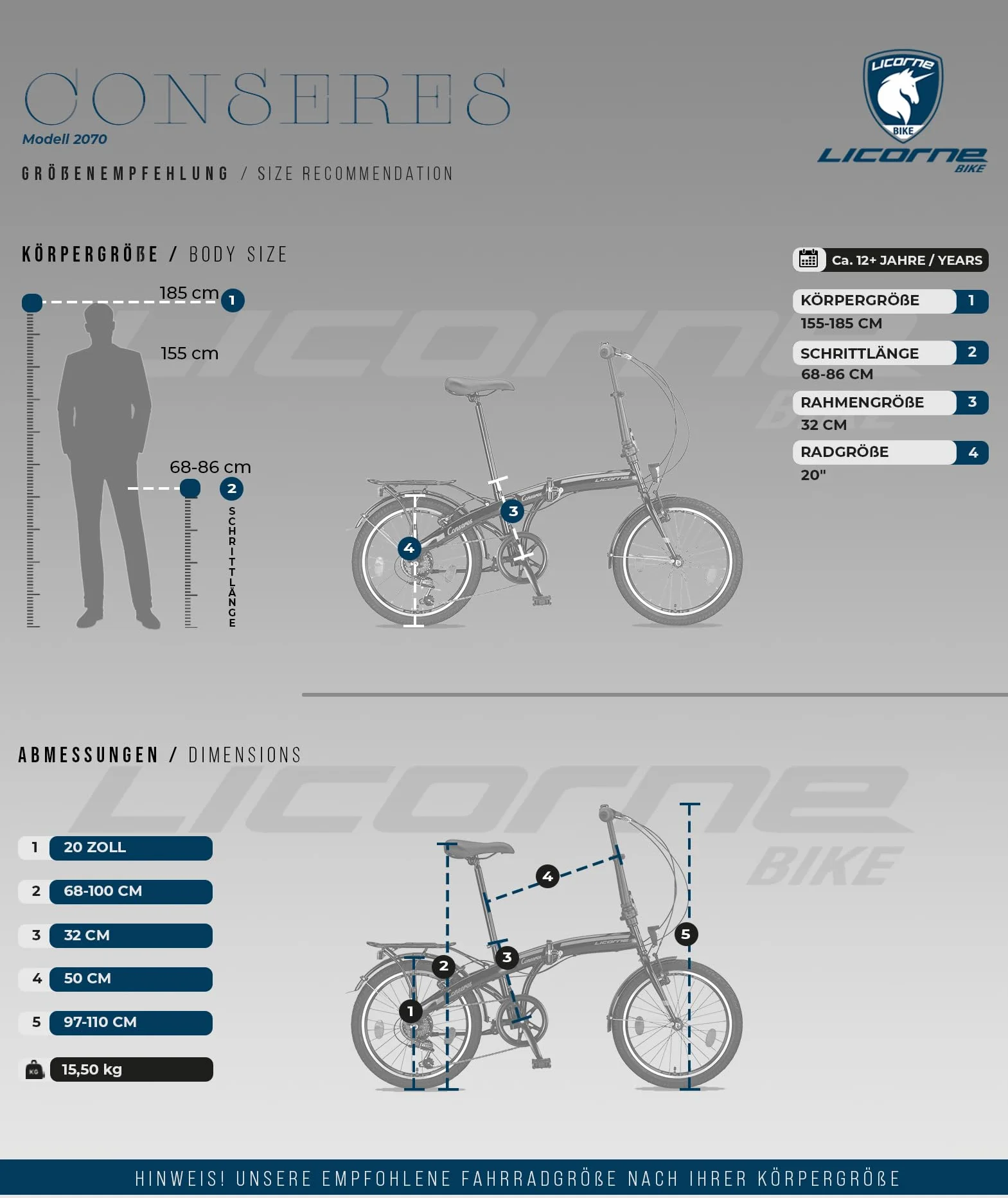 Licorne Bike Conseres - Bicicleta plegable de 20 pulgadas para hombre y mujer, 6 marchas