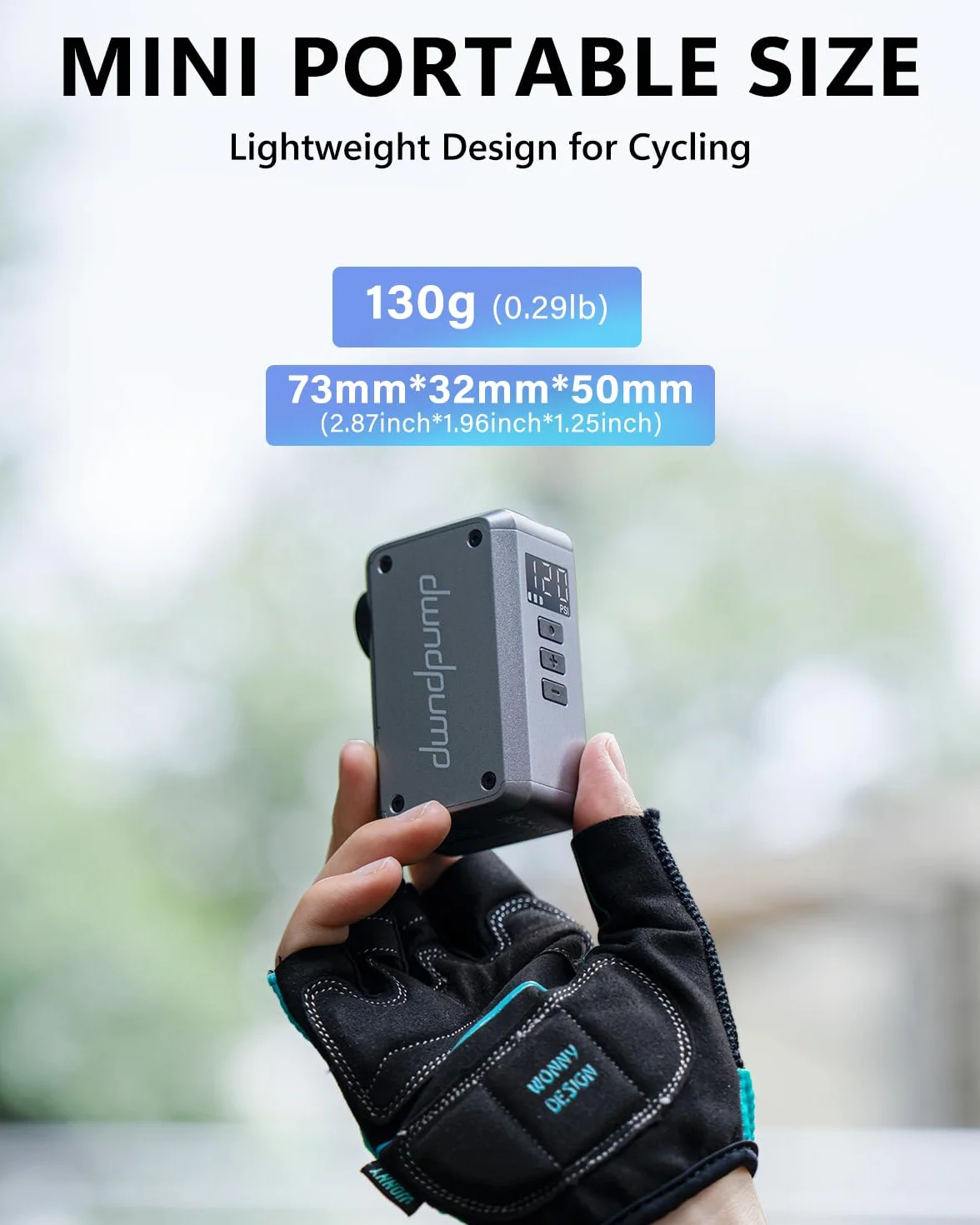 dwndpump Mini Bomba Eléctrica para Bicicleta, Bomba de Bicicleta con Manómetro Máx 120 PSI, Bomba Mini Portátil para Bicicleta, Parada Automática, con Válvula Presta y Schrader