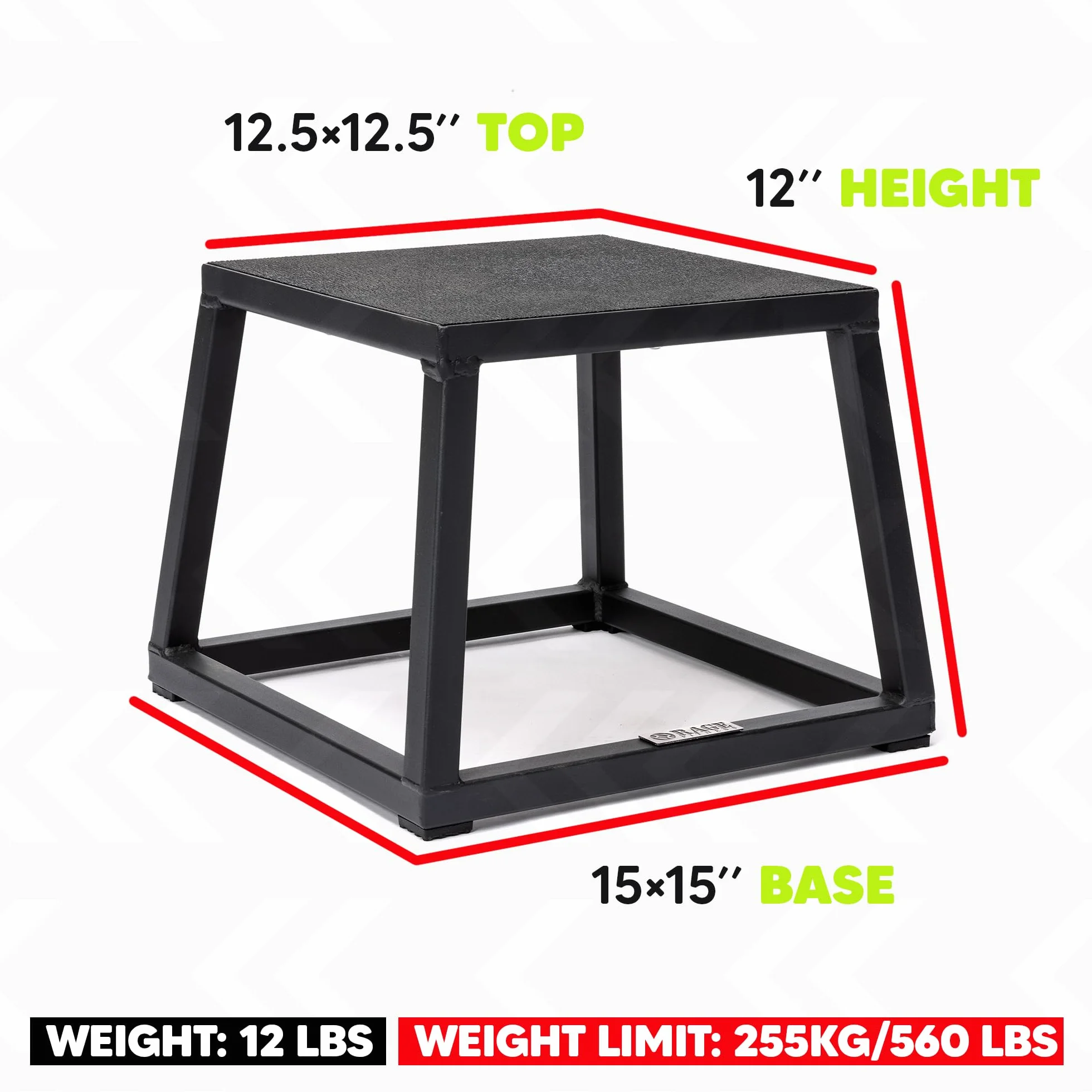 Rage Fitness Caja pliométrica de Acero de 12 Pulgadas, Color Negro (CF-PB012/S)