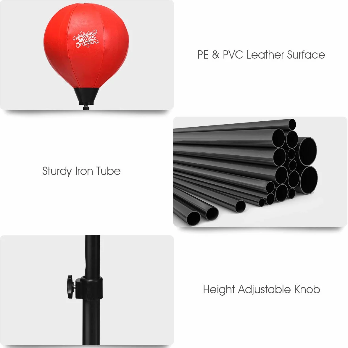 KOMFOTTEU Punchingball con Altura Regurable 120-154 cm, Pelota de Boxeo de Pie con Guantes y Bomba, Saco con Base Rellenable, Juego para Niños y Adultos
