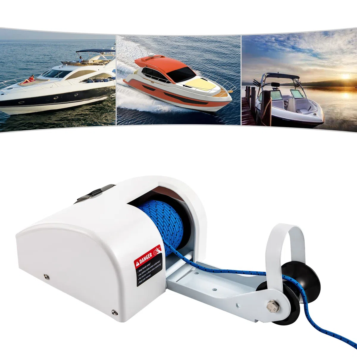 Bote de agua salada Molinete eléctrico con mando a distancia, 30 m, 12 V, 45 LBS marinos, cabrestante de agua dulce, para ancla, hasta 13,6 kg