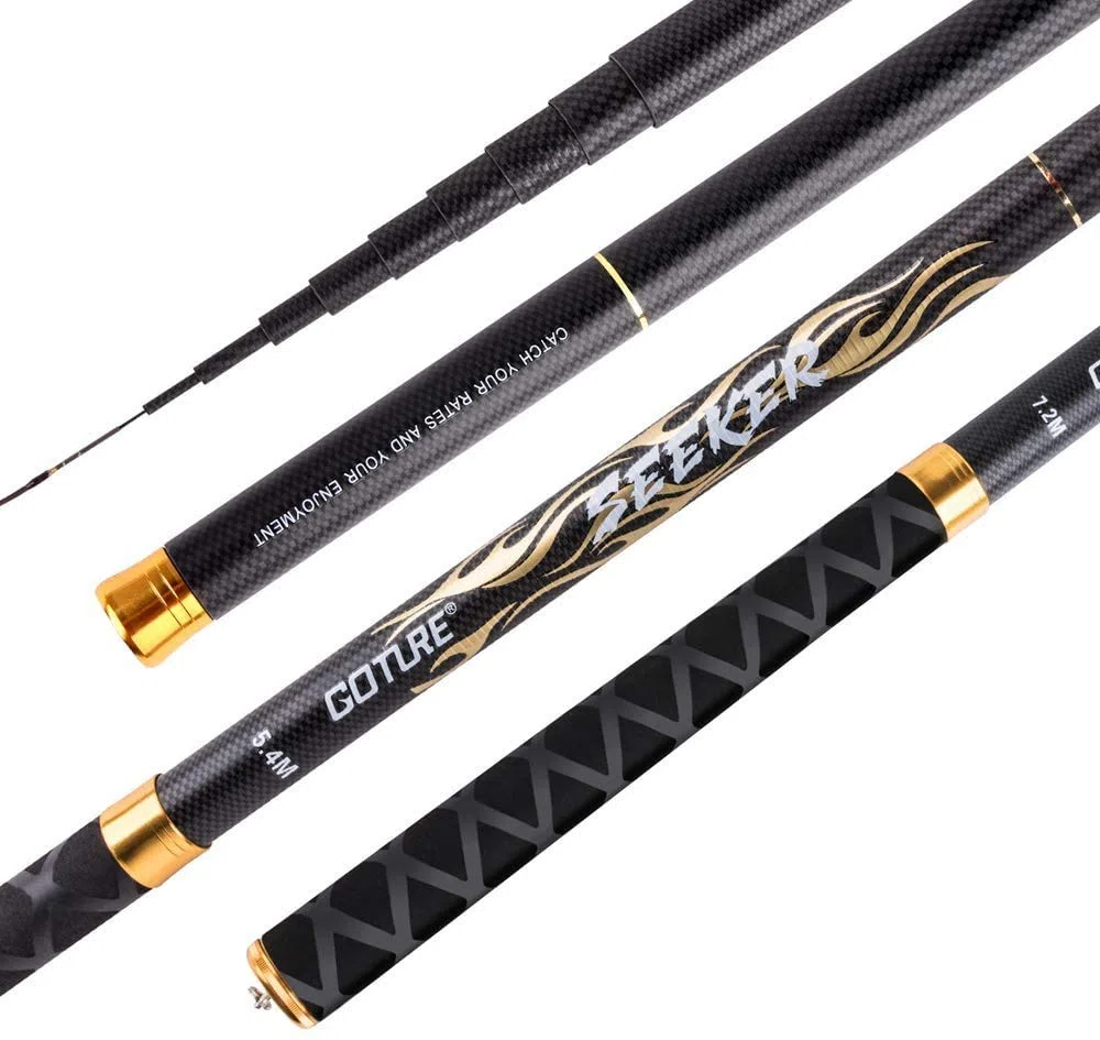 Goture - Caña de pescar para la pesca de carpa, de fibra de carbono, ultraligera, telescópica (3 m)