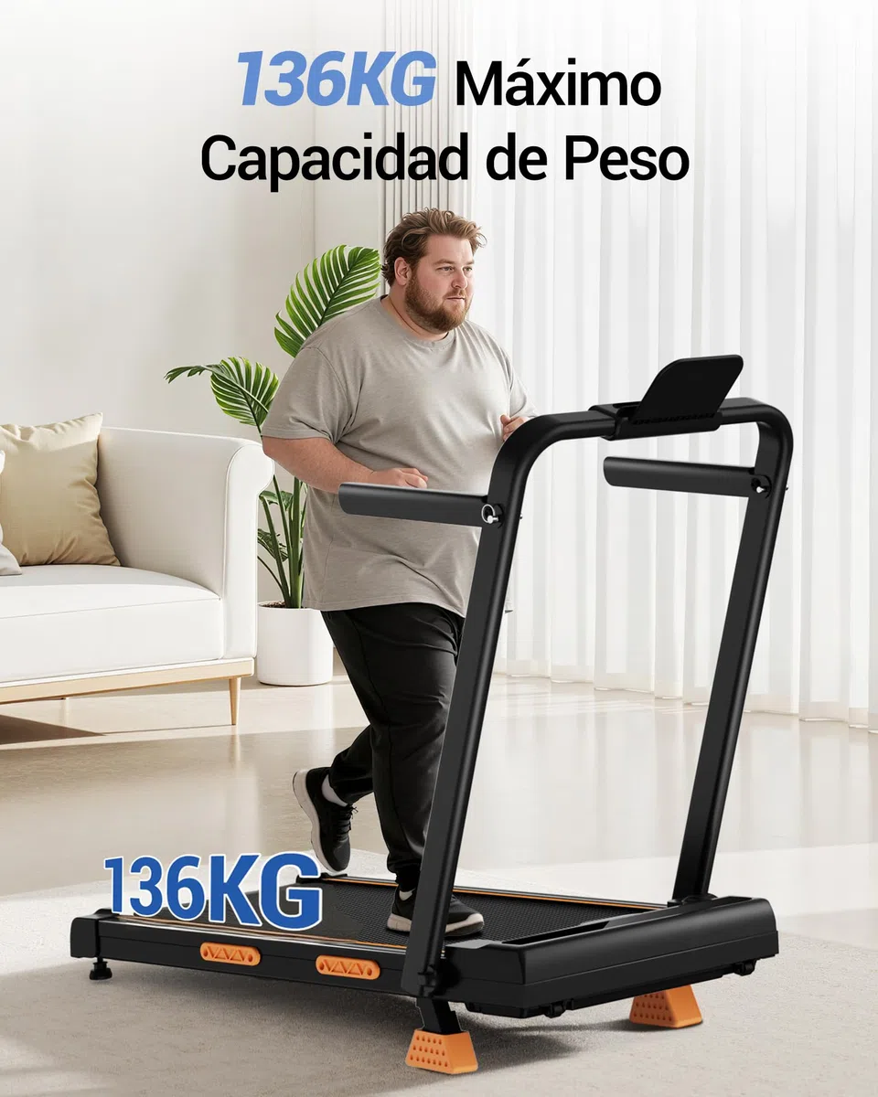 CURSOR Cinta de Correr Plegable con Inclinación 16%,10KM/H Cinta Correr Plegable, Pantalla LED, Reposabrazos Ajustables, 3.0HP Walking Pad, Caminadora Electrica para Casa, Capacidad de Carga 136KG