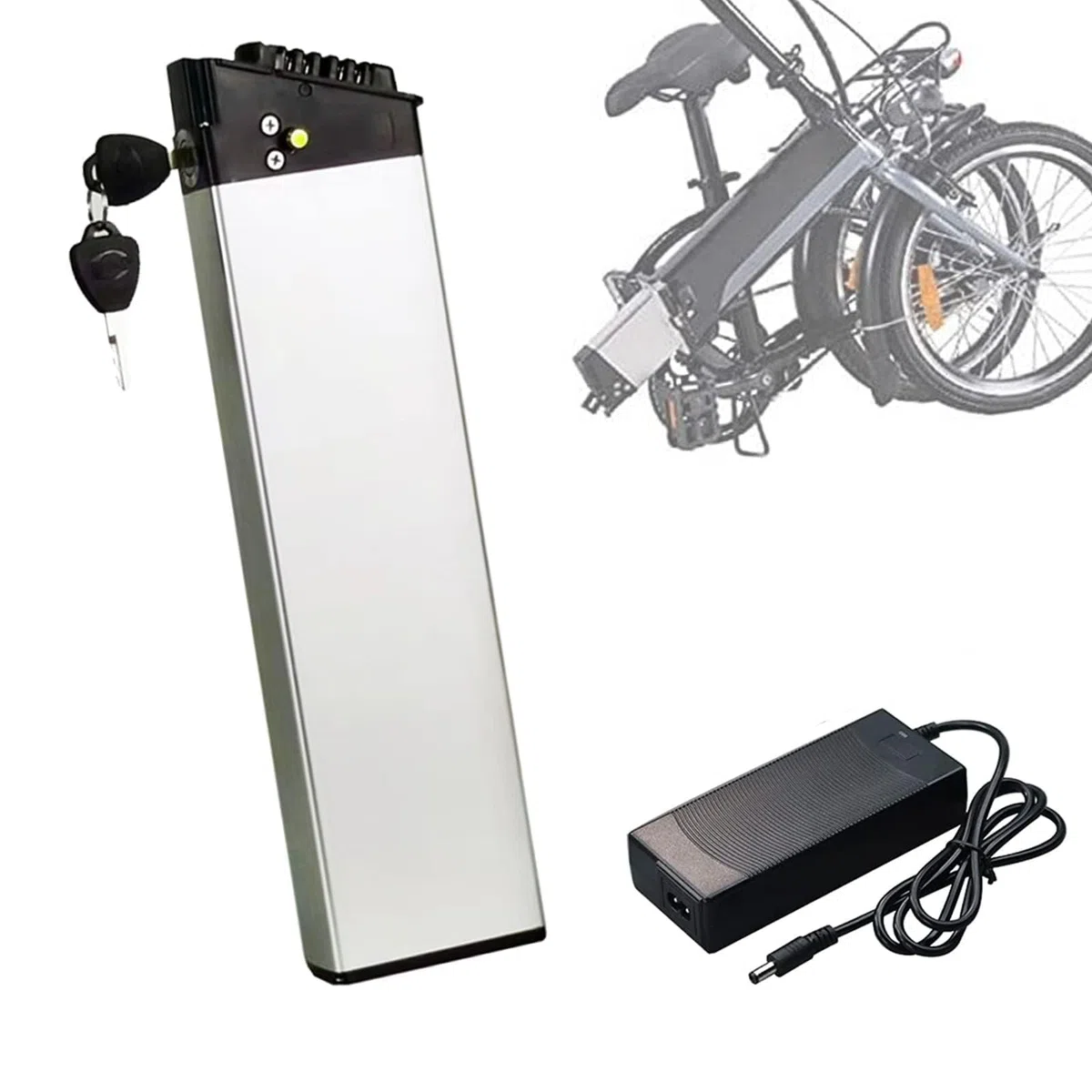 48V Batería Ebike 10.4AH 12.8AH 14Ah Batería de Iones de Litio Batería de Tubo de Asiento en Plata con Cargador Adecuado para Bicicleta eléctrica 350W 500W 1000W