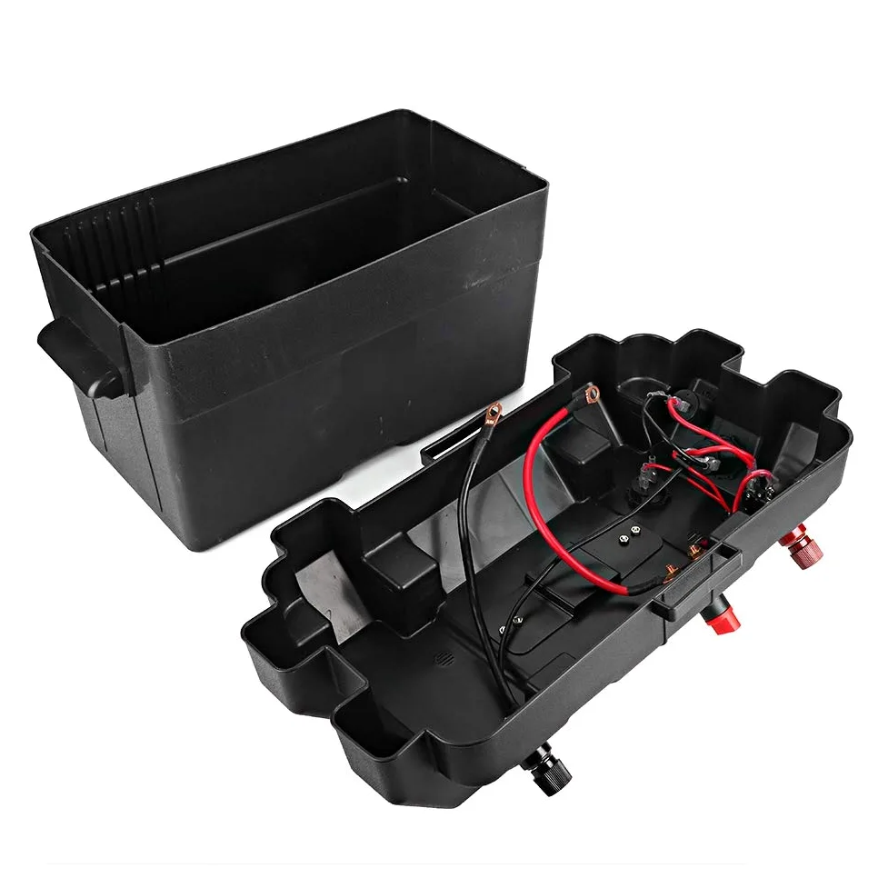 Caja de bateria-Duokon Motor Power, Minnkota Trolling Battery Box Plástico Minnkota Trolling Motor Power Center Station Battery Box USB y cargador de 12V Puerto