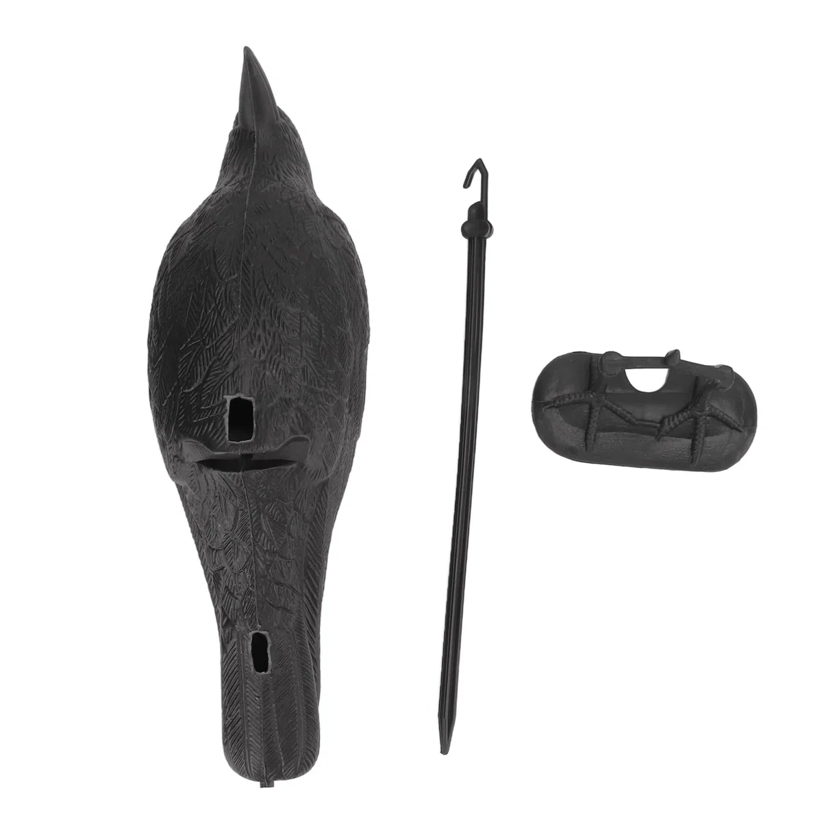 Cuerpo Principal del Señuelo de Cuervo, con Poste para Atraer la Caza y Asustar a los Pájaros P E Crow PE Decoración de Patio de Simulación Negra