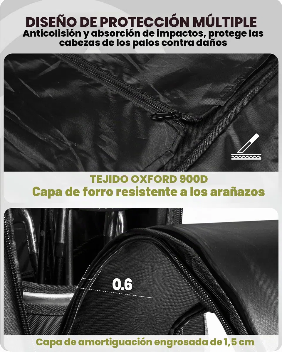 OutdoorMaster Bolsa de Viaje Acolchada de Golf con Ruedas reforzadas, 900D Oxford Resistente al Desgaste e Impermeable, Bolsa de Viaje de Golf de Lado Suave, Compartimento para Zapatos y Accesorios