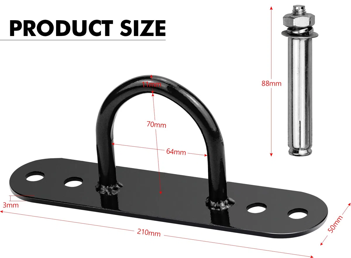 Anclaje de Suspensión, Soporte de Anclaje de Montaje en Techo de Pared Gancho Cuerda de Escalada Columpio Saco de Arena, Montajes de Pared de Entrenamiento, Con 4 Tornillos para Fitness, Yoga