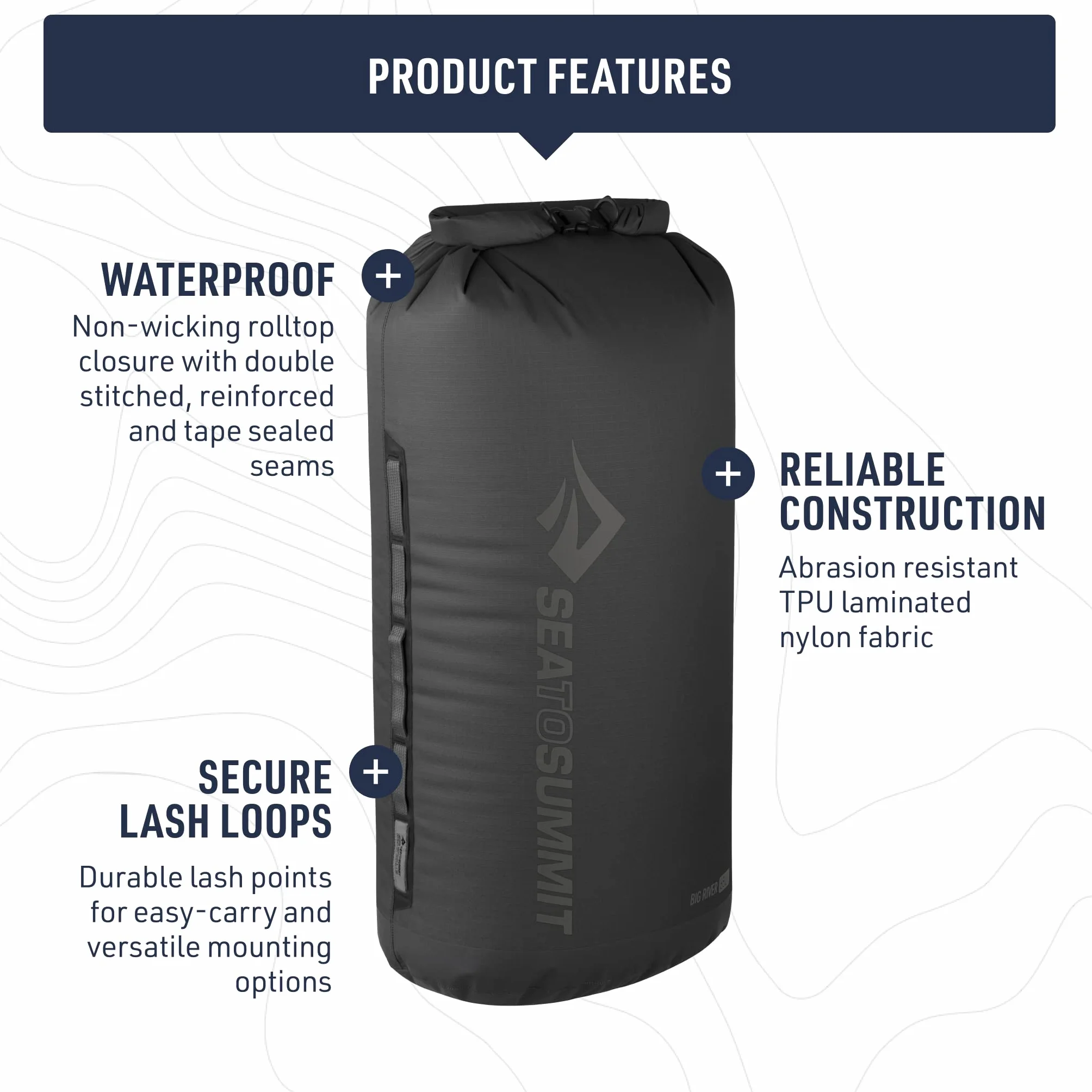 Sea to Summit - Big River Dry Bag - Bolsa Impermeable - Cierre de Rollo - Resistente - Asas de Agarre, Accesorio y Anillo en D - Deportes de Remo